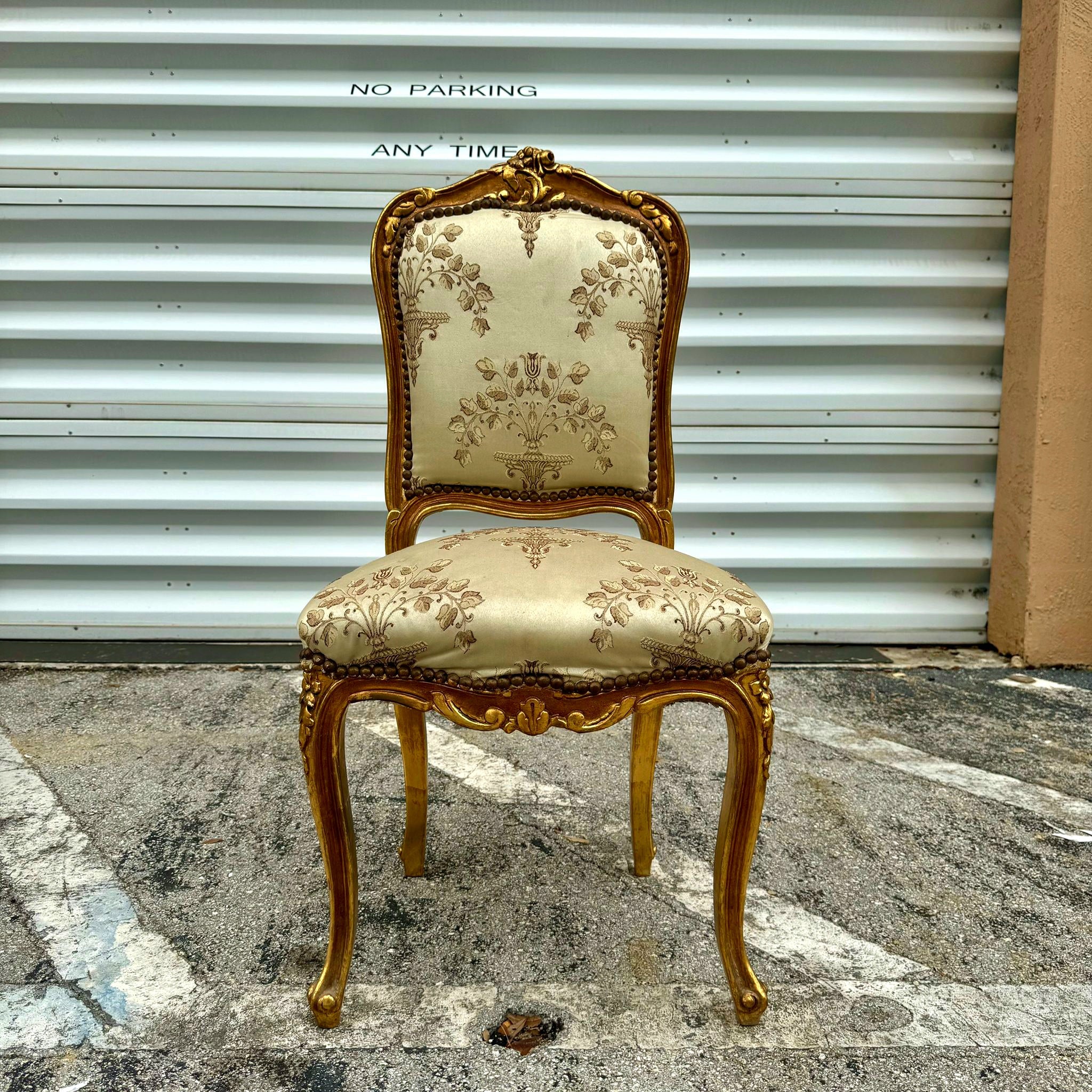 French Style White Chair with Gold Details Rococo Baroque Vintage