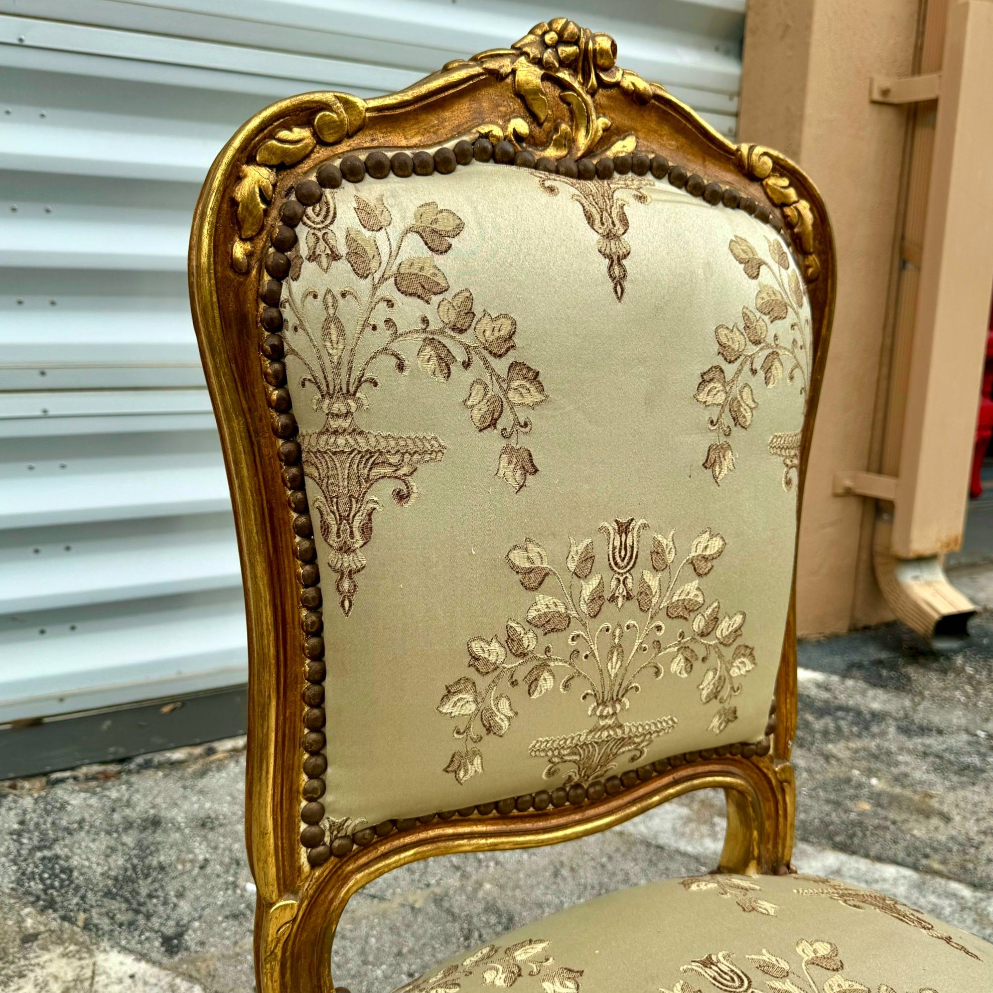 French Style White Chair with Gold Details Rococo Baroque Vintage