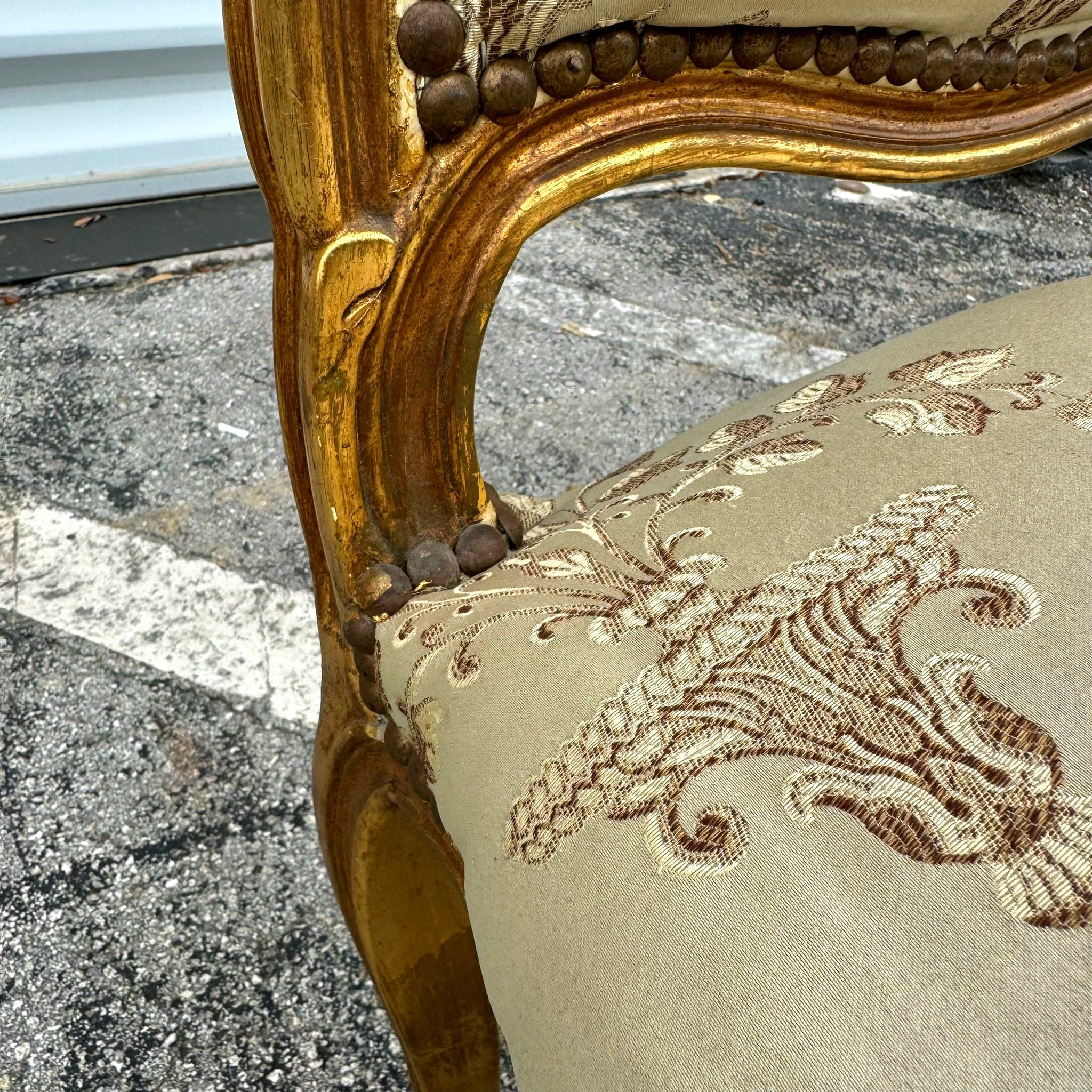 French Style White Chair with Gold Details Rococo Baroque Vintage