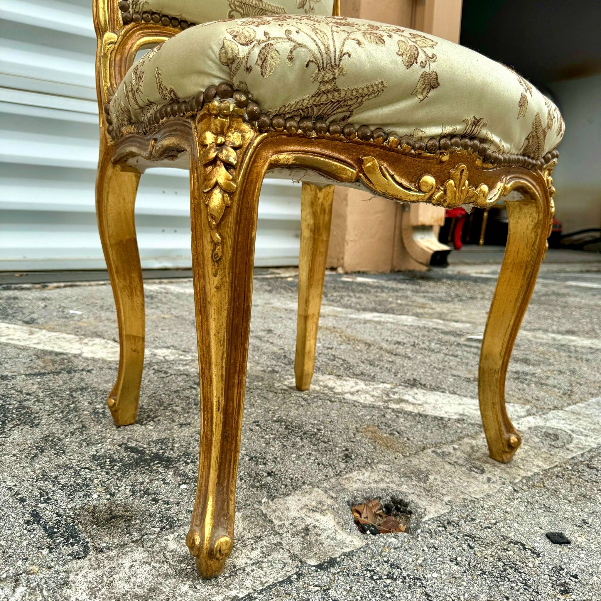 French Style White Chair with Gold Details Rococo Baroque Vintage