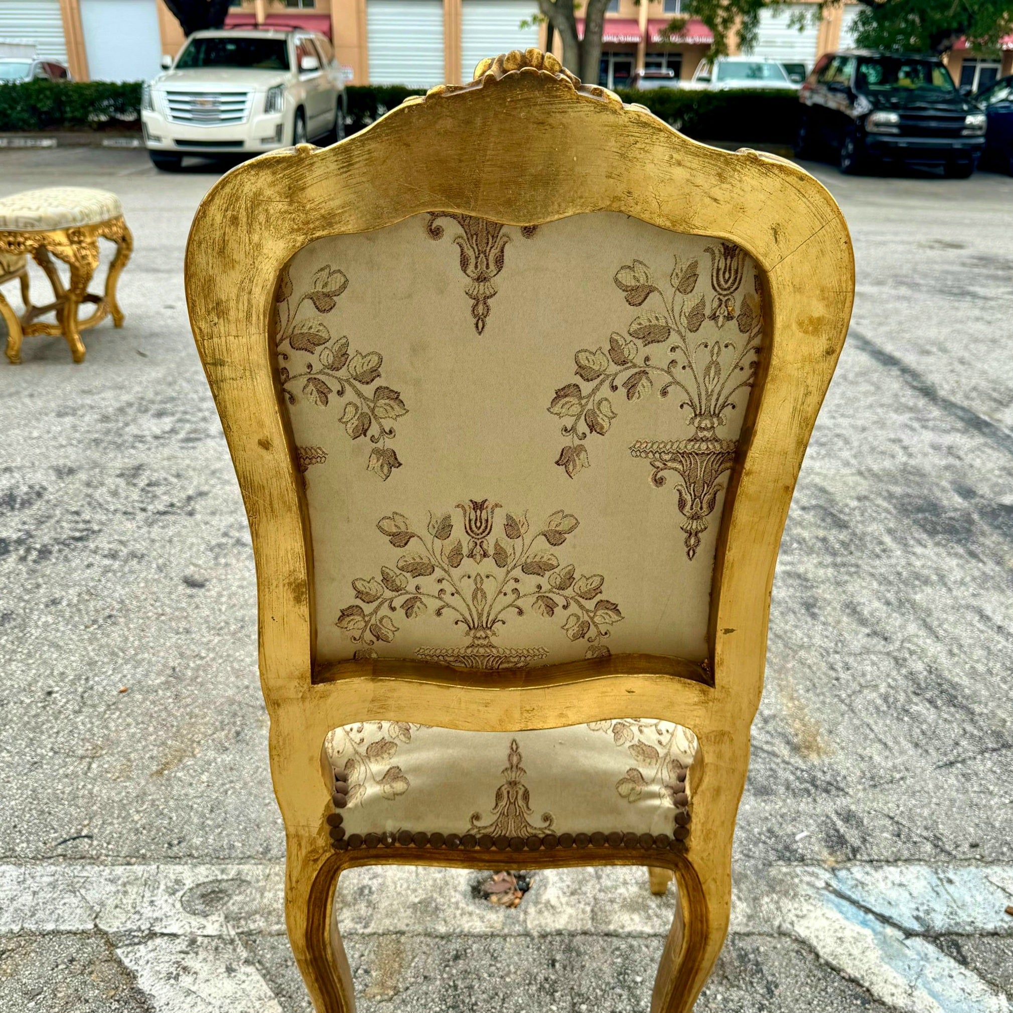 French Style White Chair with Gold Details Rococo Baroque Vintage