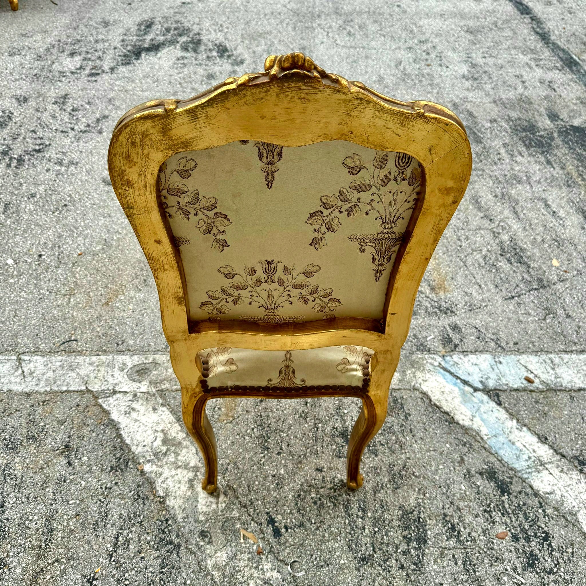 French Style White Chair with Gold Details Rococo Baroque Vintage