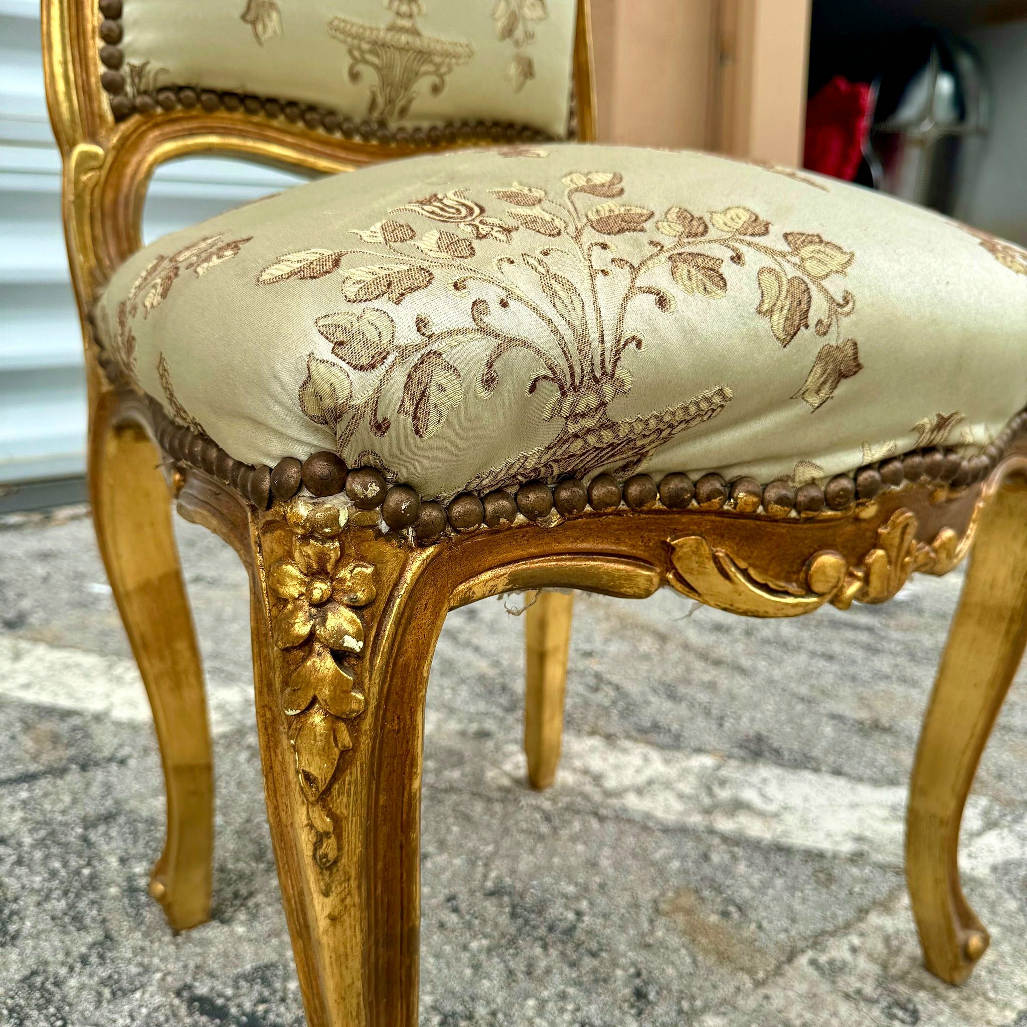 French Style White Chair with Gold Details Rococo Baroque Vintage