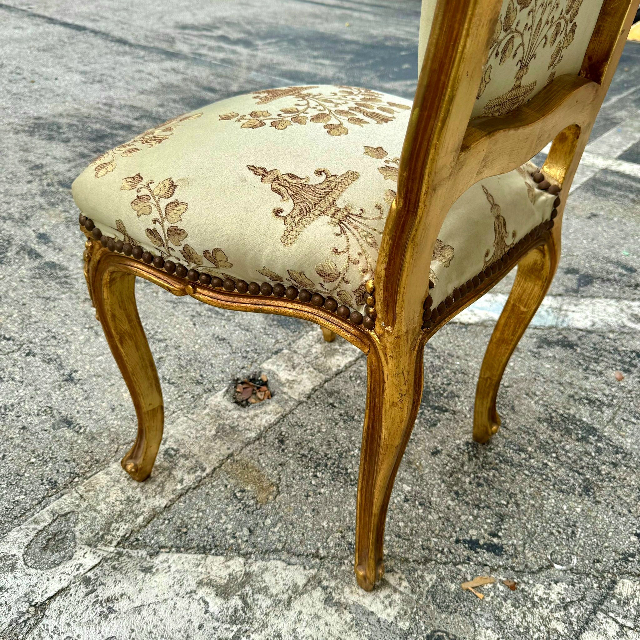 French Style White Chair with Gold Details Rococo Baroque Vintage