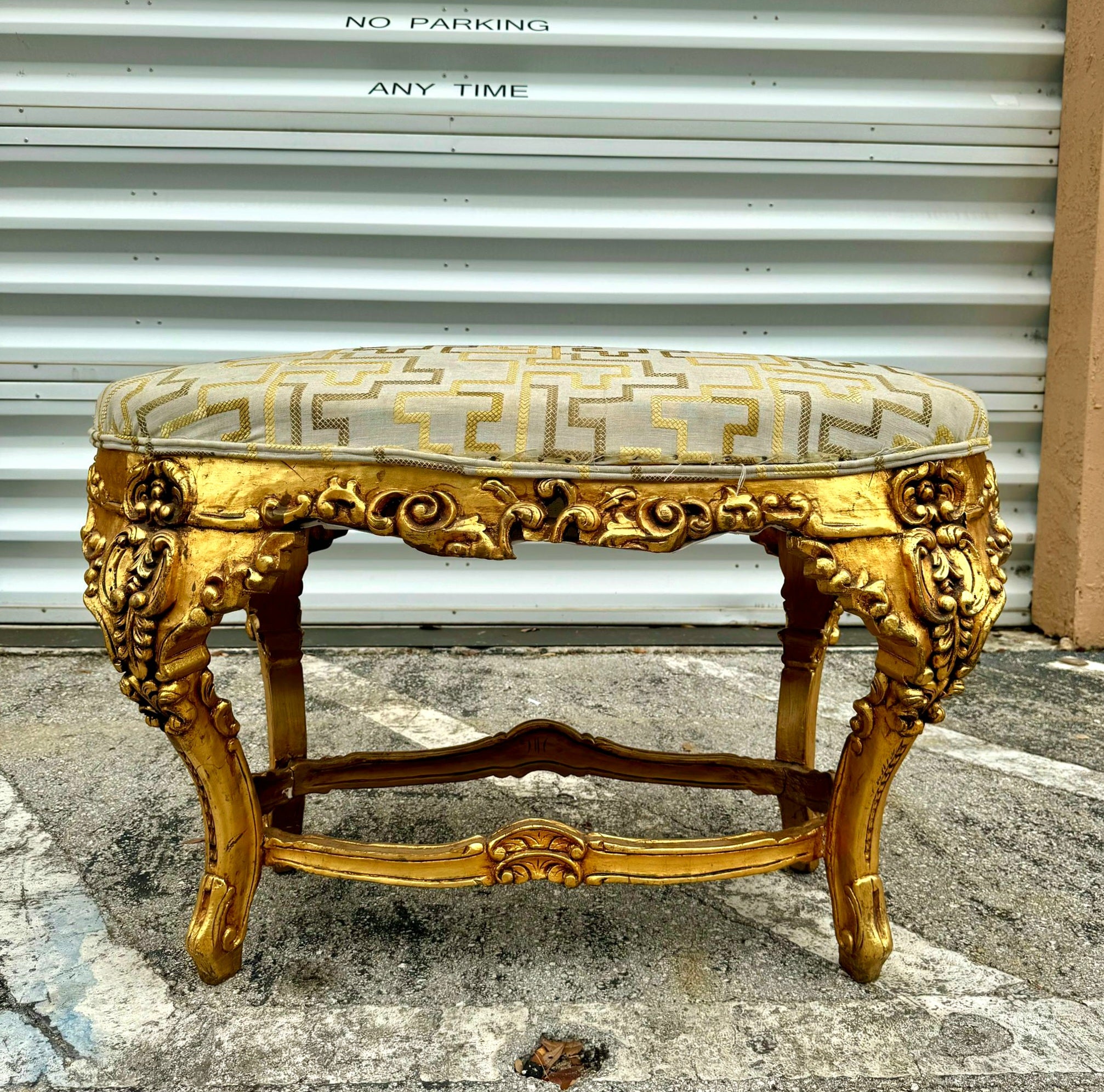 Small Bench French Style With Gold Leaf Details Rococo Baroque Furniture