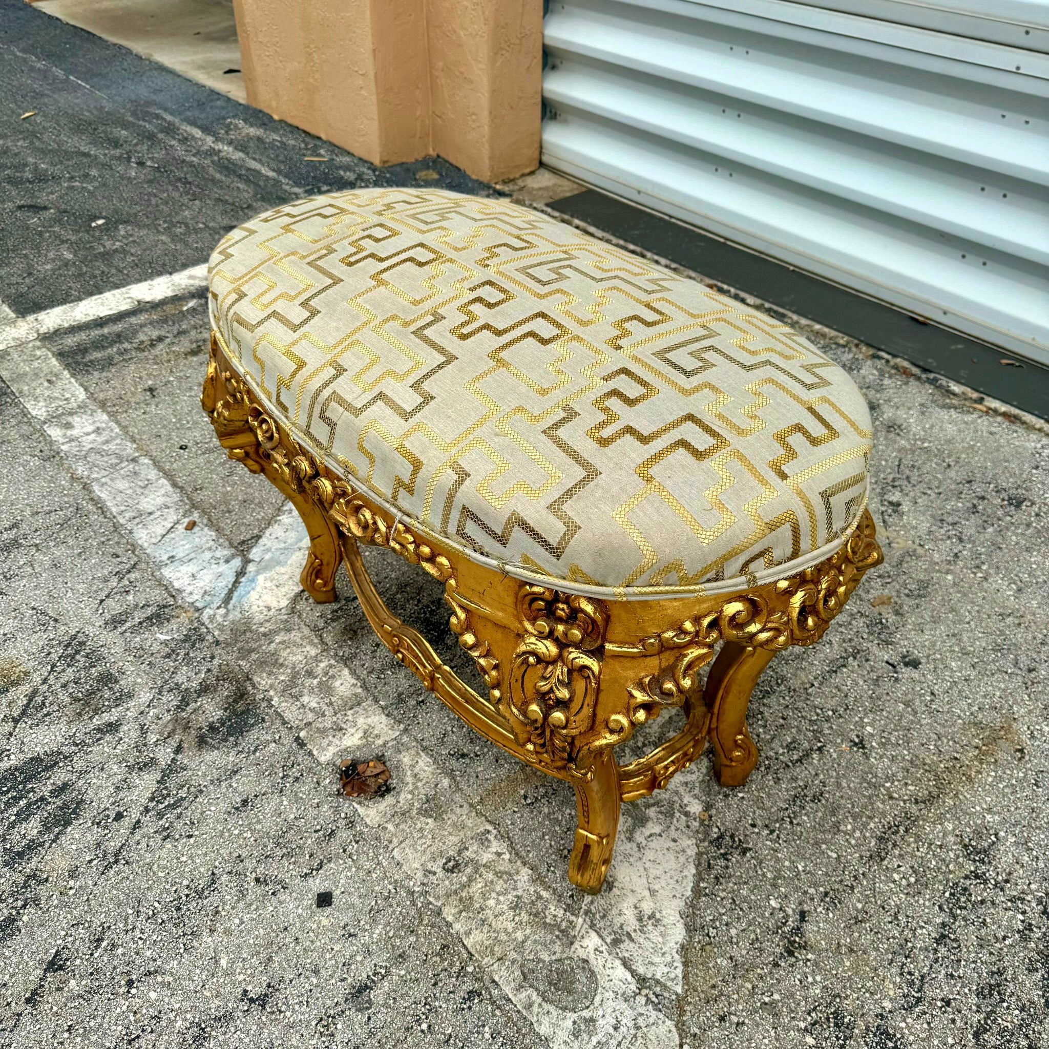 Small Bench French Style With Gold Leaf Details Rococo Baroque Furniture