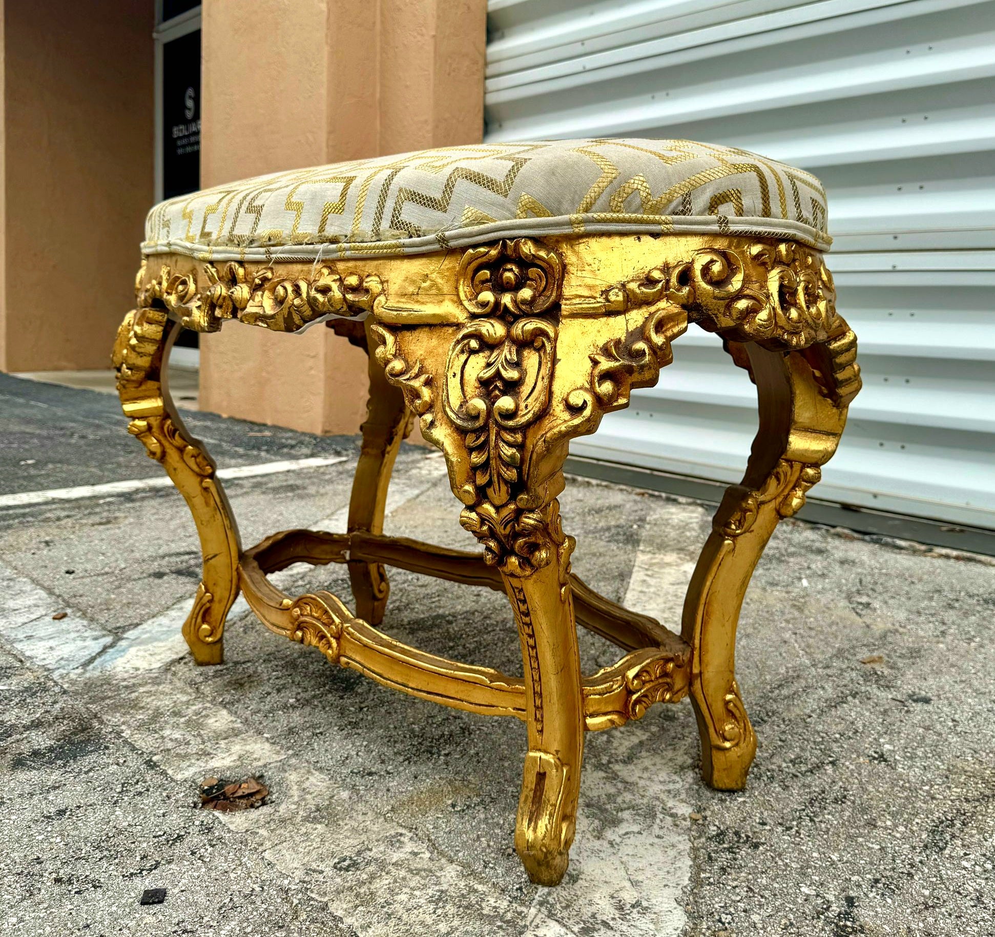Small Bench French Style With Gold Leaf Details Rococo Baroque Furniture