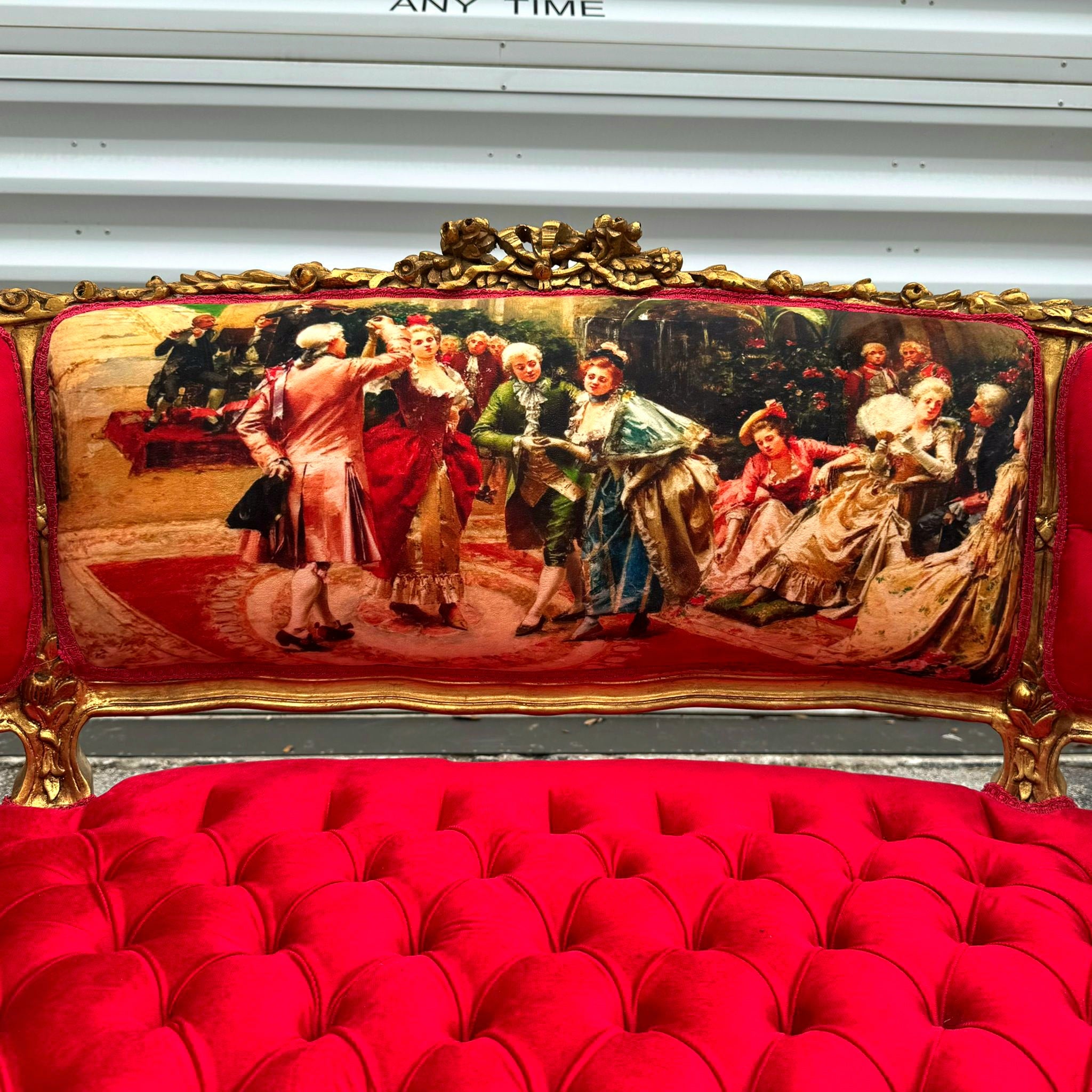 Marquis French Tufted Settee Red Velvet French Style Home Decor Furniture