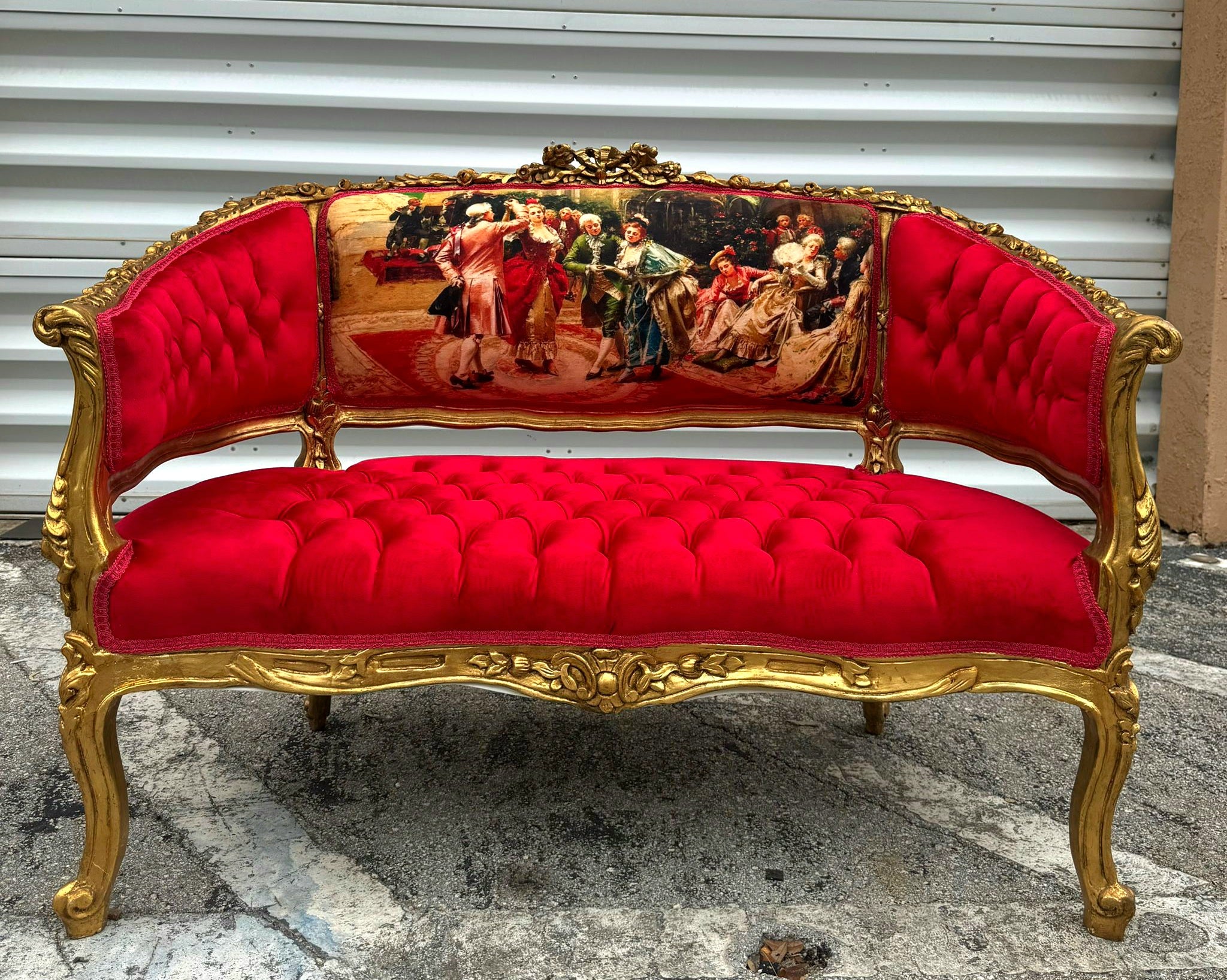 Marquis French Tufted Settee Red Velvet French Style Home Decor Furniture