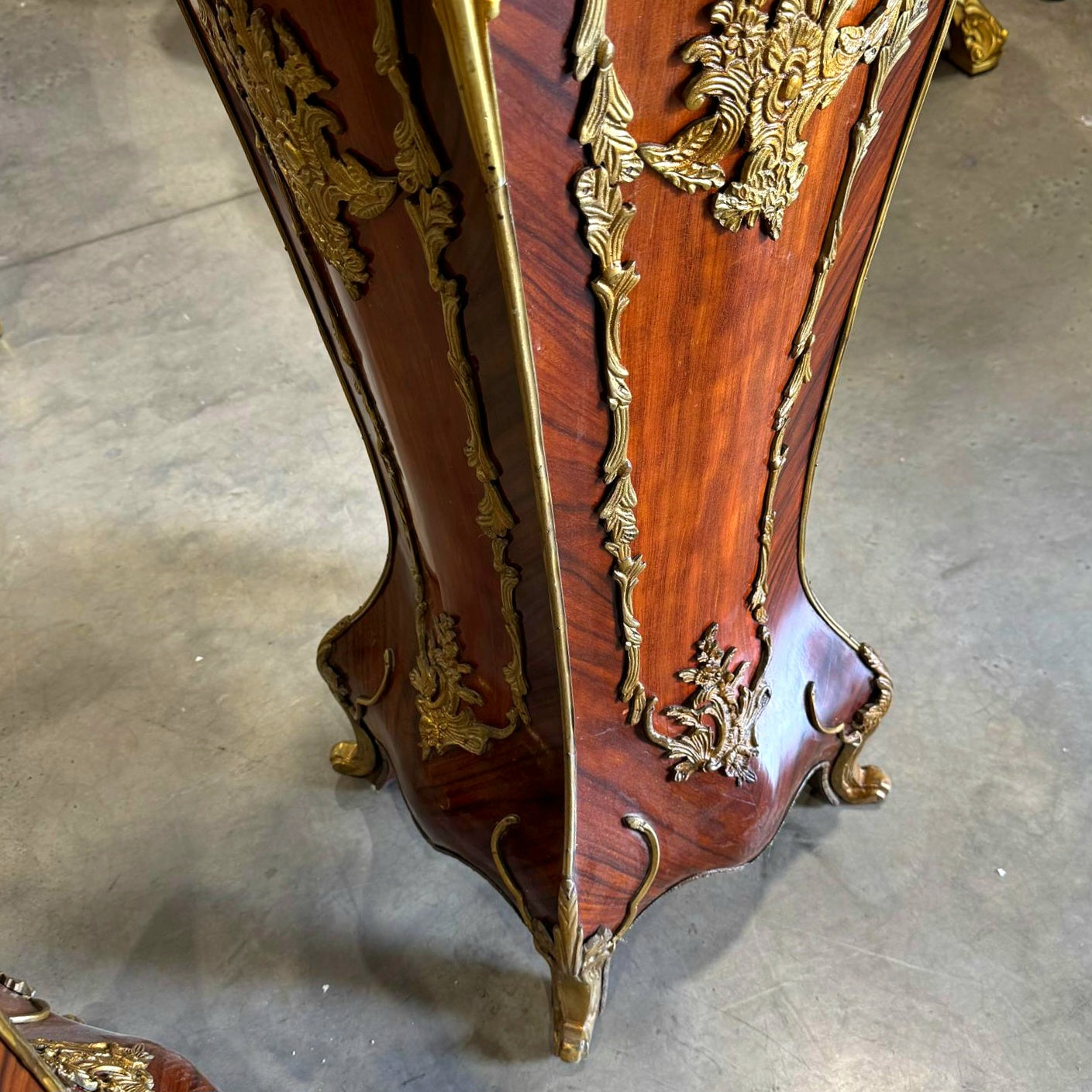French Rococo Style Pedestal Column Timeless Marble Topped