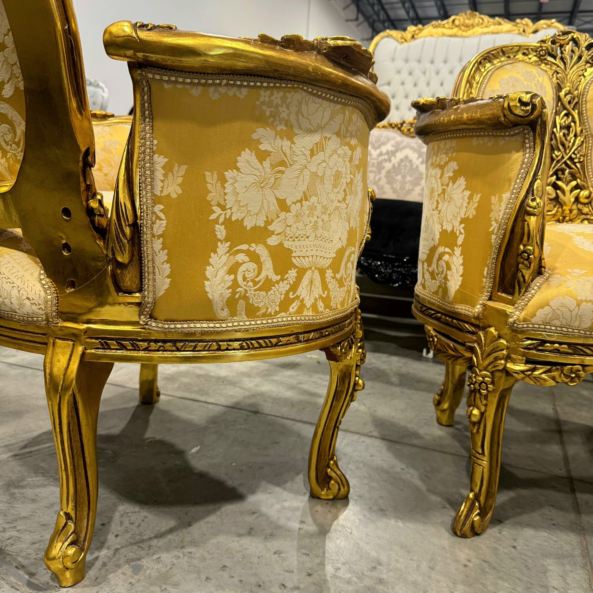 Antique Style French Rococo Armchair – Gold Leaf Baroque Accent Chair