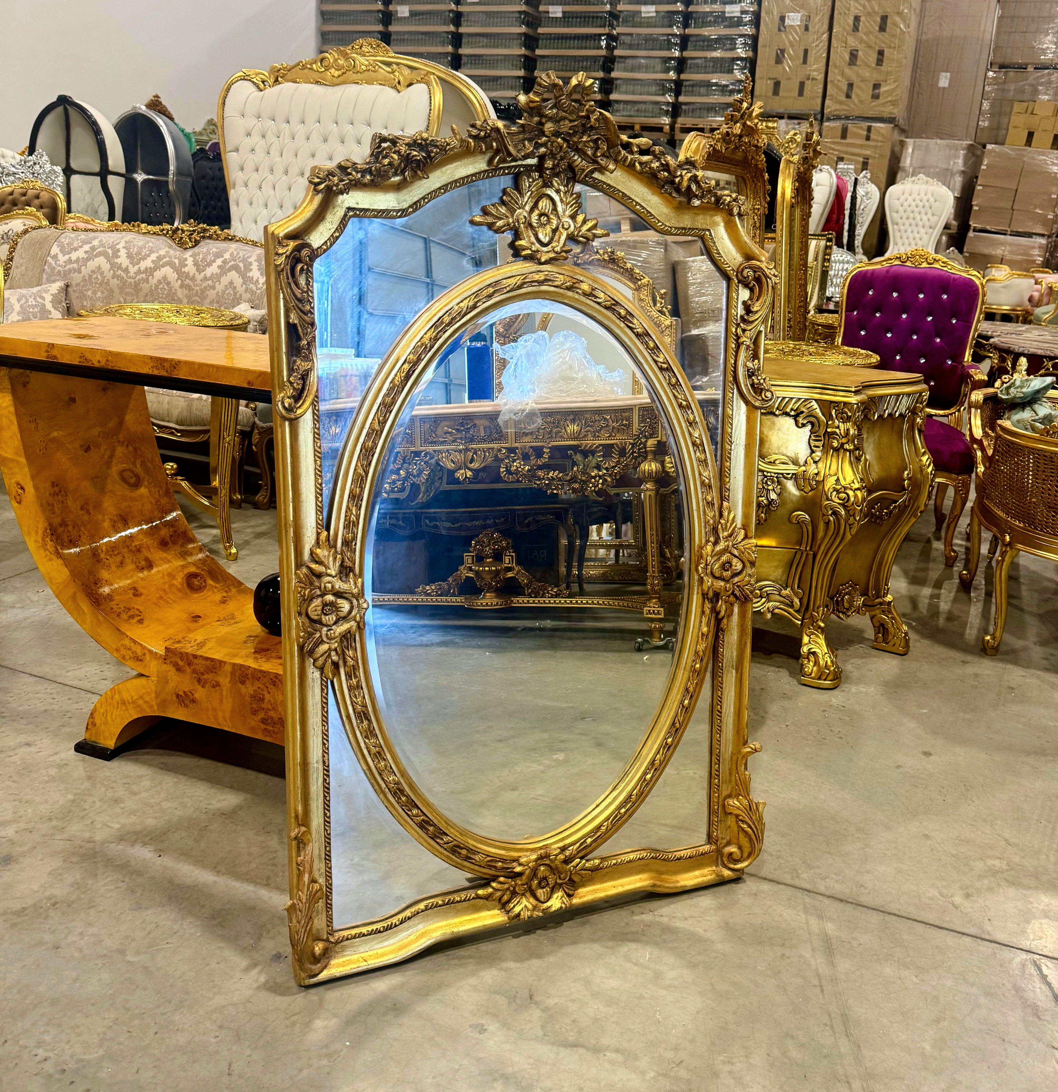 Rococo Style Gold Wall Mirror Baroque Mirror French Gold Leaf