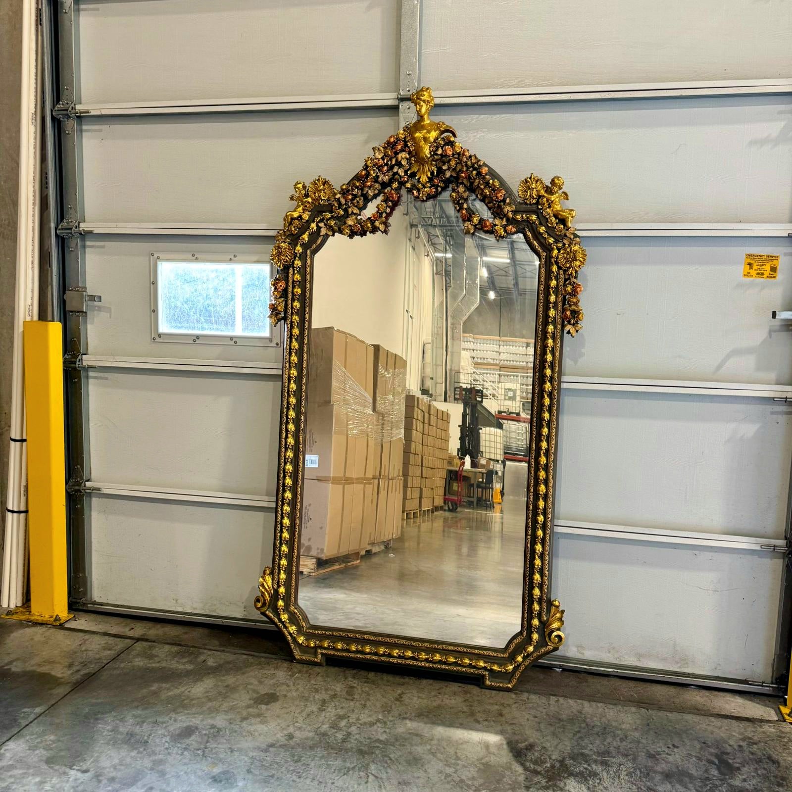 French Style Woman Floor Mirror 7 Feet Tall Gold Leaf Baroque Style