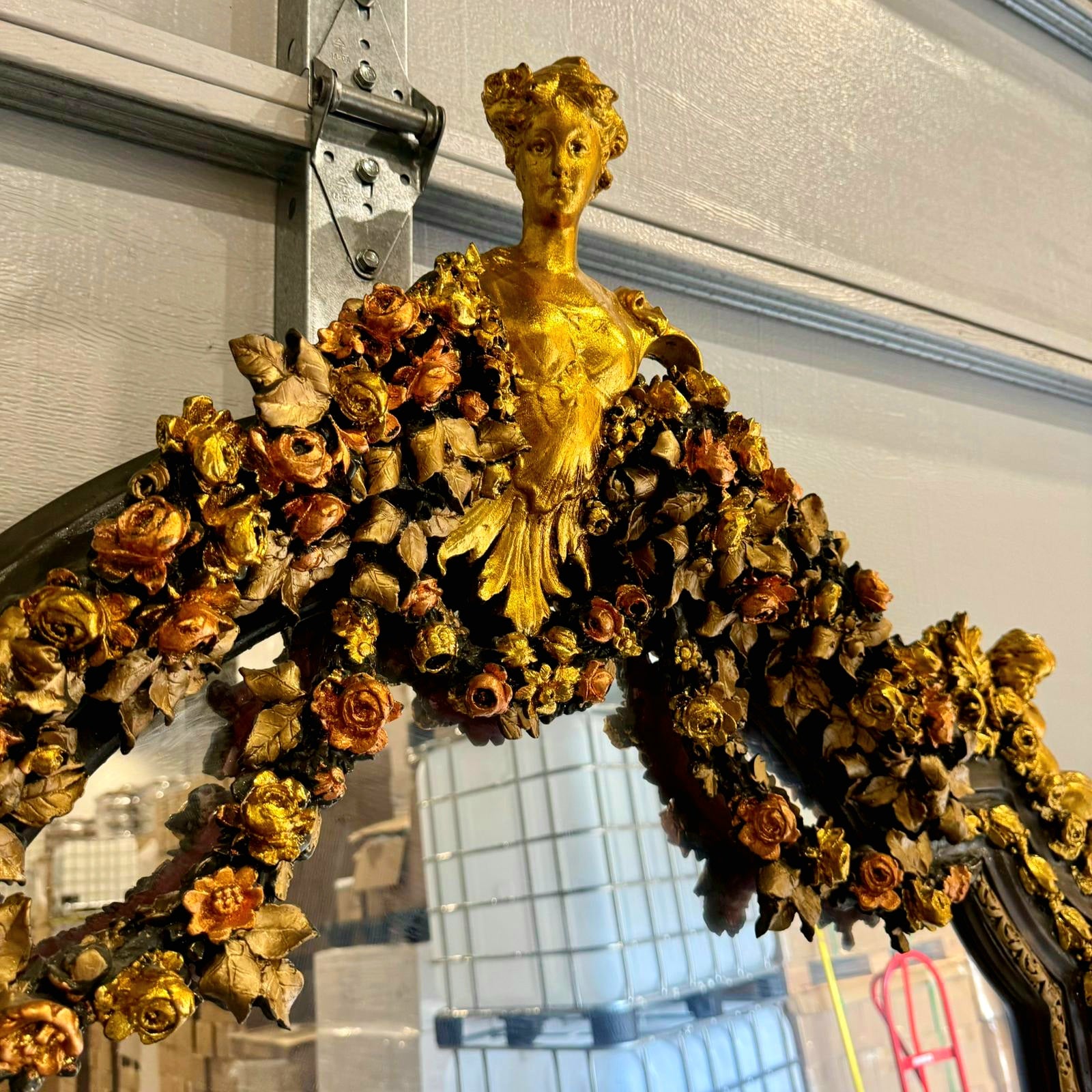 French Style Woman Floor Mirror 7 Feet Tall Gold Leaf Baroque Style