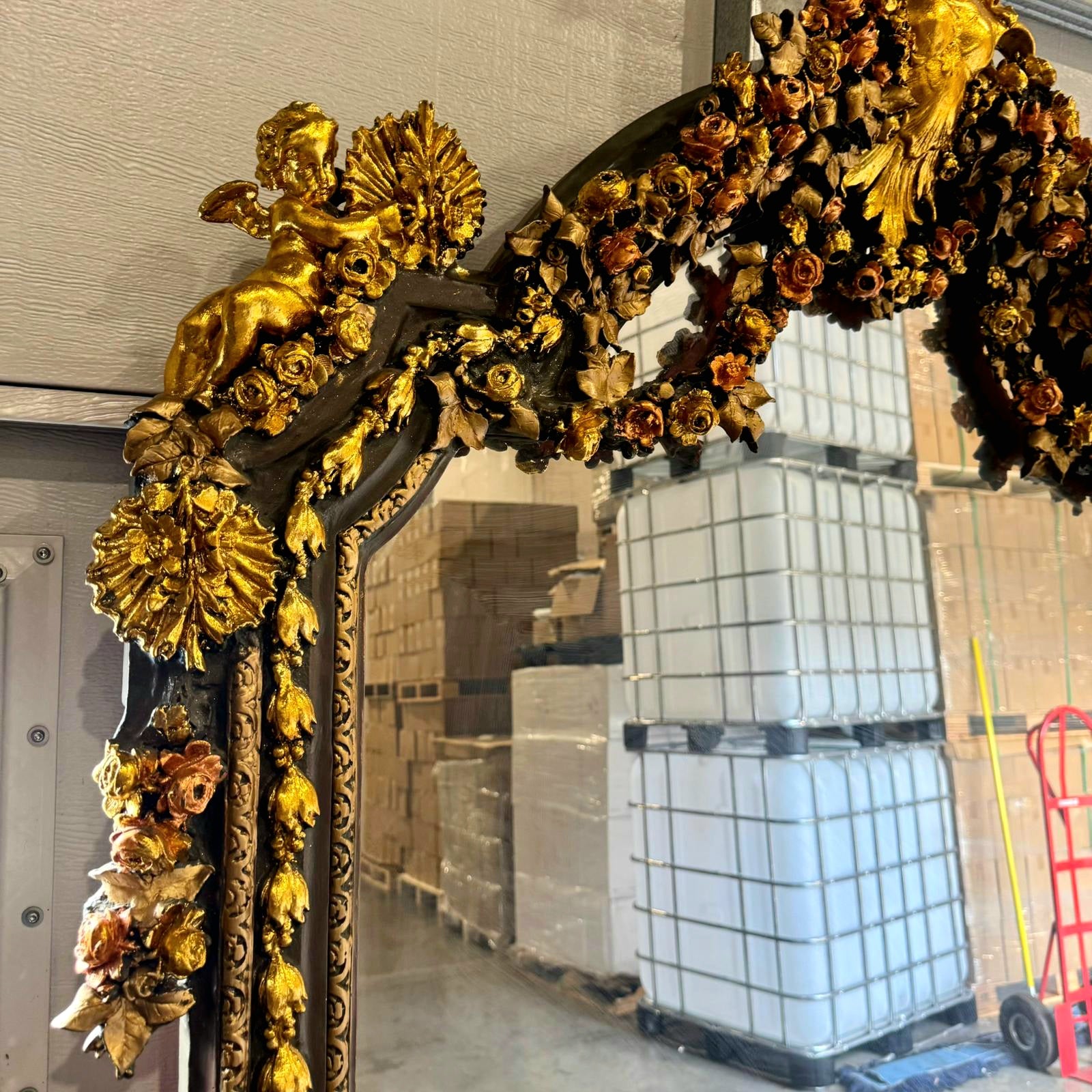 French Style Woman Floor Mirror 7 Feet Tall Gold Leaf Baroque Style