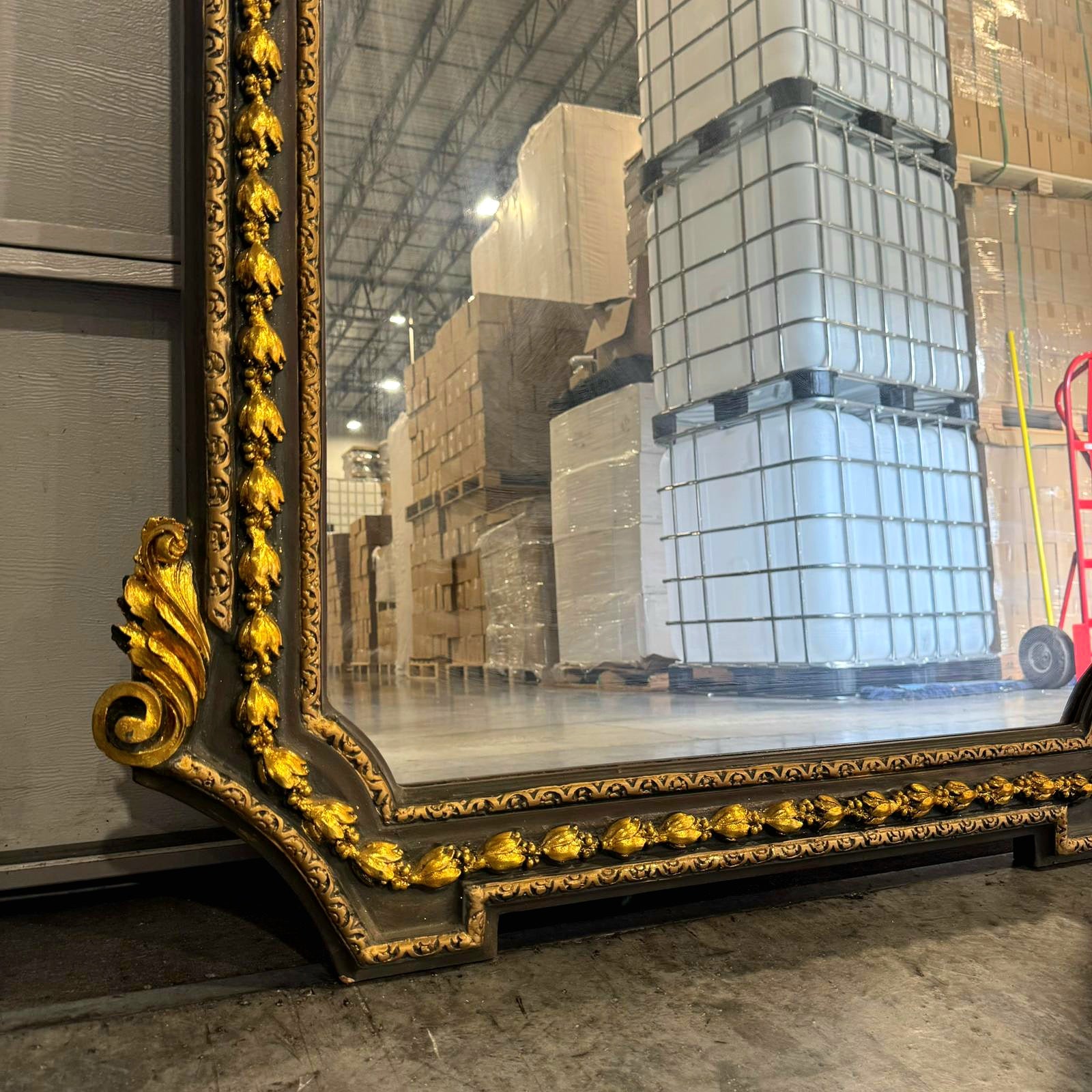 French Style Woman Floor Mirror 7 Feet Tall Gold Leaf Baroque Style