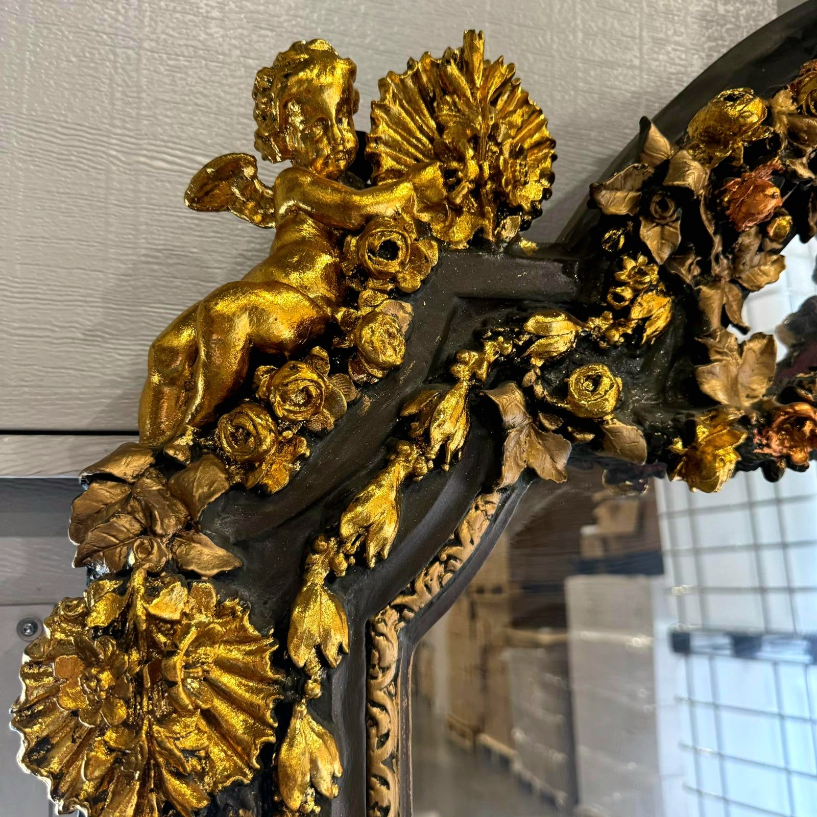 French Style Woman Floor Mirror 7 Feet Tall Gold Leaf Baroque Style