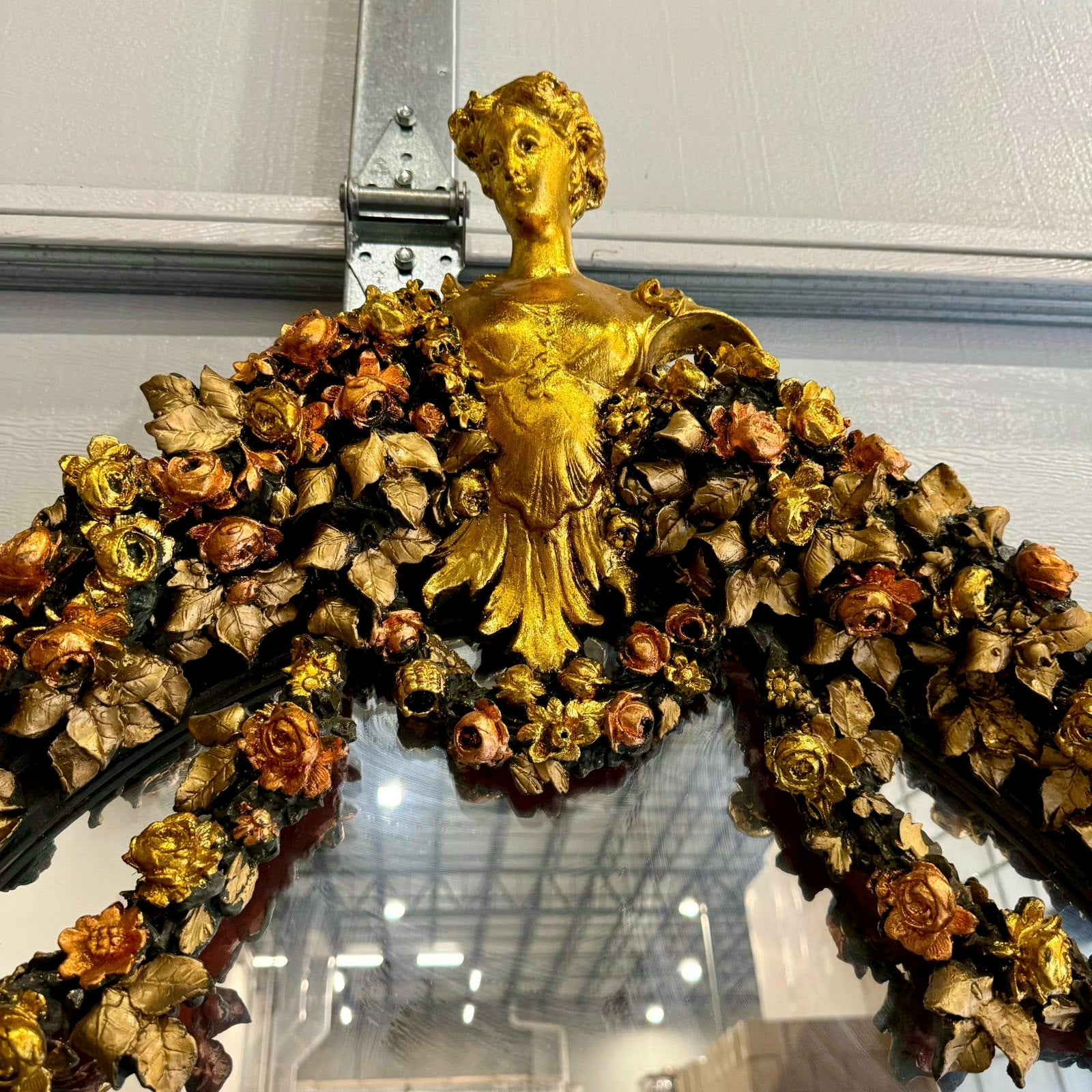 French Style Woman Floor Mirror 7 Feet Tall Gold Leaf Baroque Style