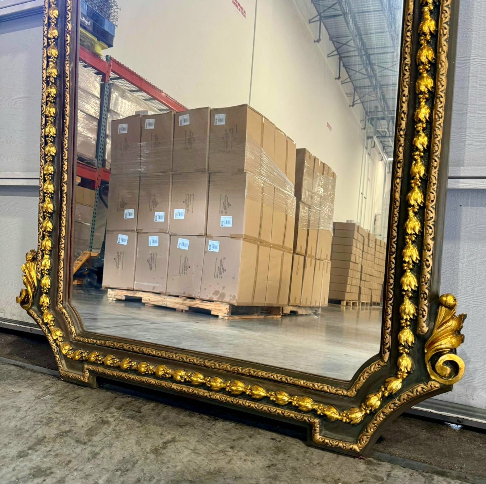 French Style Woman Floor Mirror 7 Feet Tall Gold Leaf Baroque Style