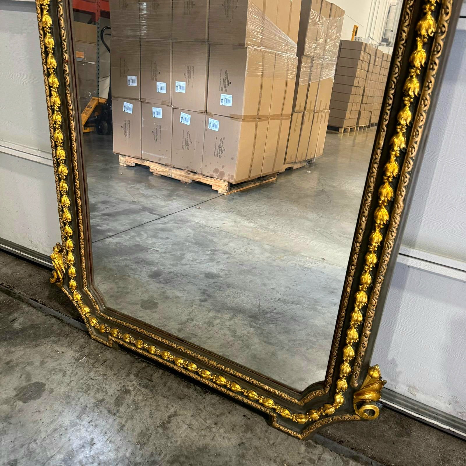 French Style Woman Floor Mirror 7 Feet Tall Gold Leaf Baroque Style