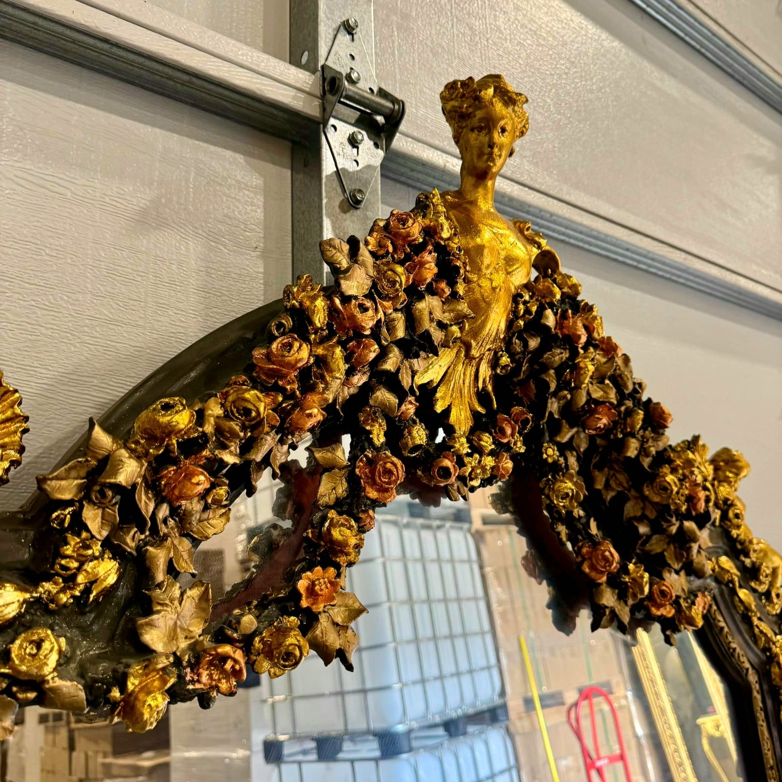 French Style Woman Floor Mirror 7 Feet Tall Gold Leaf Baroque Style