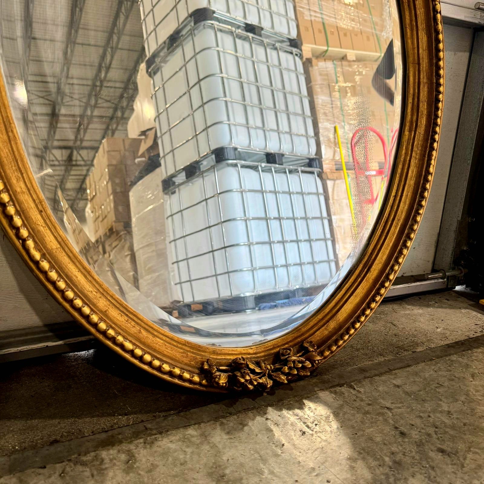 French Italian Style Oval Mirror – Gold Leaf Frame with Birds & Flowers