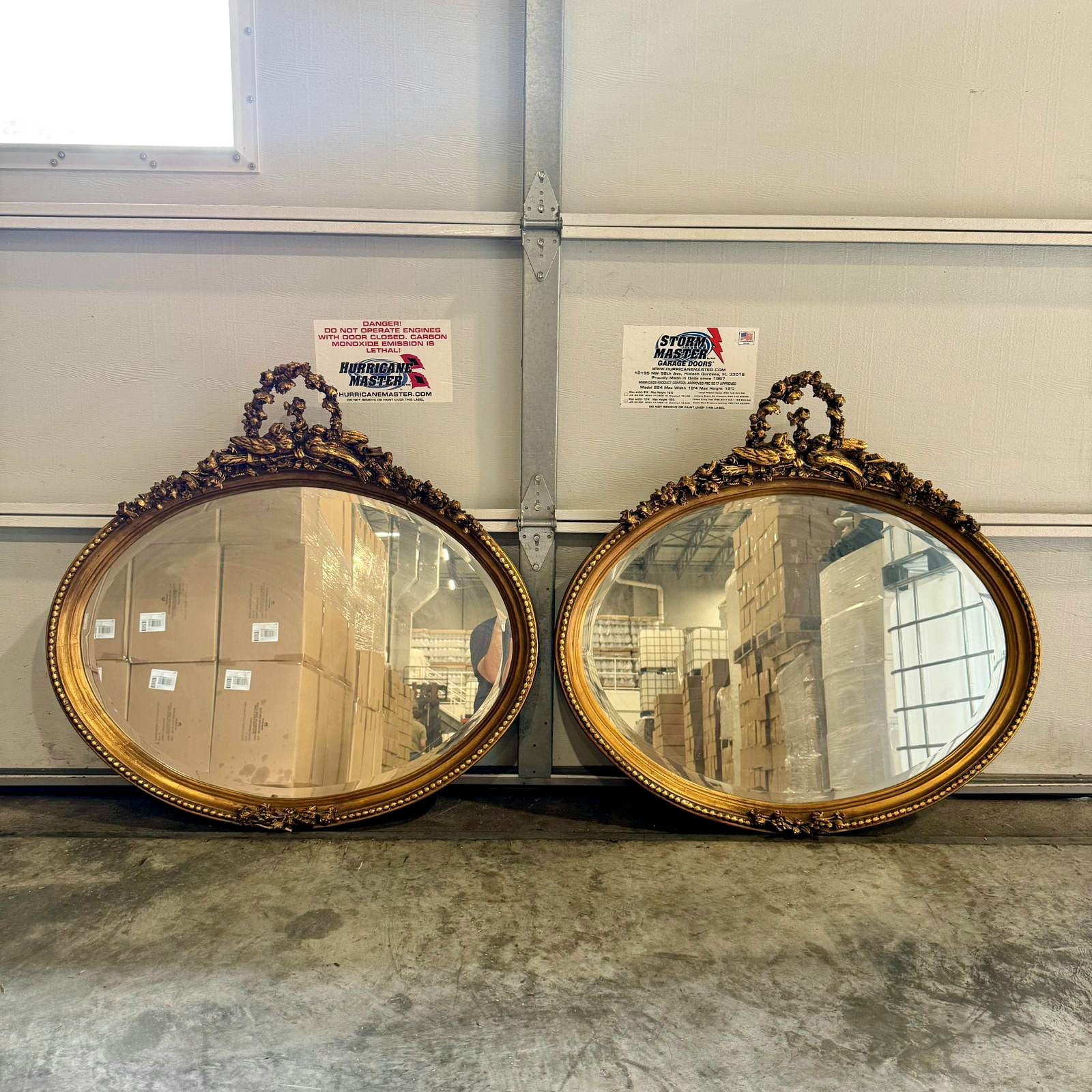 French Italian Style Mirror SET – Oval Gold Leaf Frame, Horizontal Wall Mirror