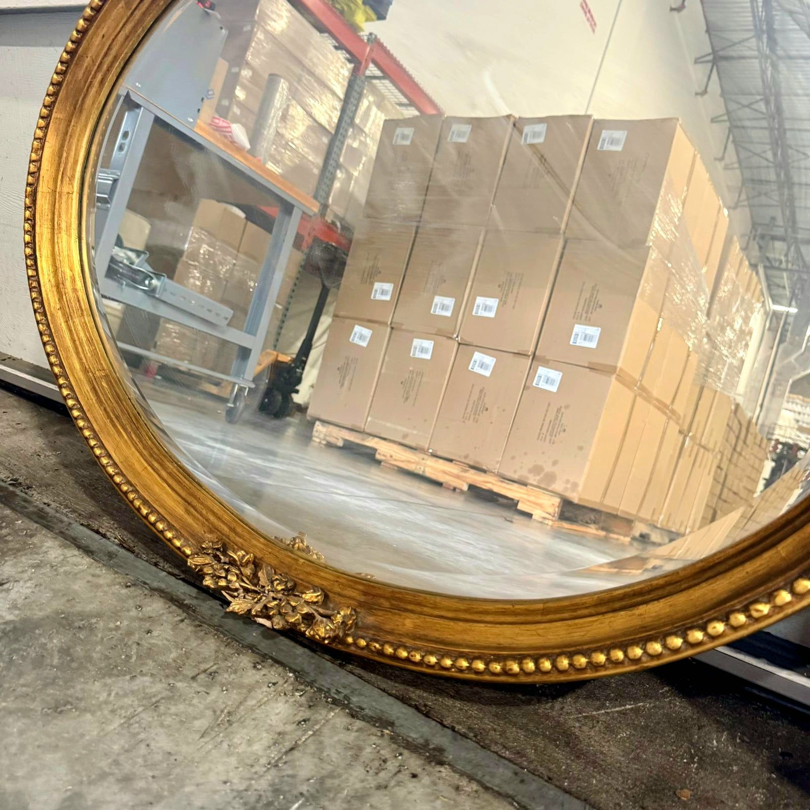 French Italian Style Mirror SET – Oval Gold Leaf Frame, Horizontal Wall Mirror