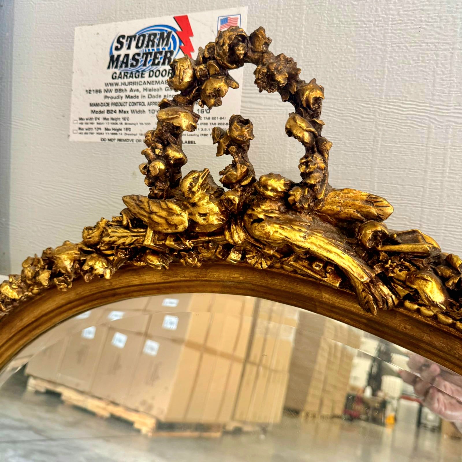 French Italian Style Mirror – Oval Gold Leaf Frame, Horizontal Wall Mirror