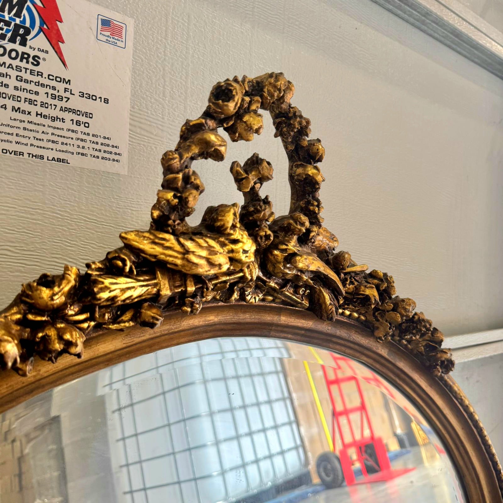 French Italian Style Mirror – Oval Gold Leaf Frame, Horizontal Wall Mirror