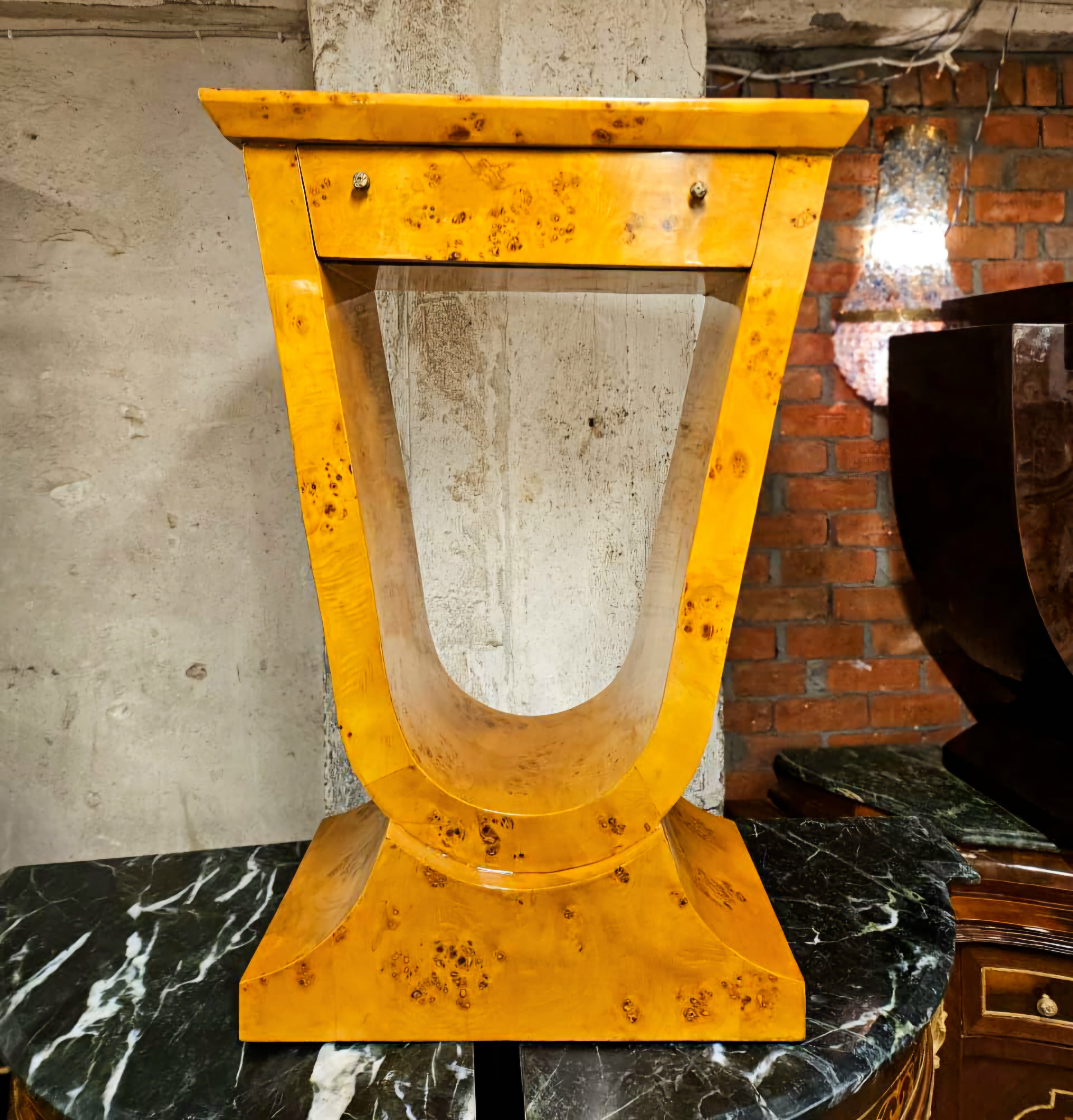 Art Deco Wooden Nightstand – 1 Drawer Bedside Table With Vintage Charm