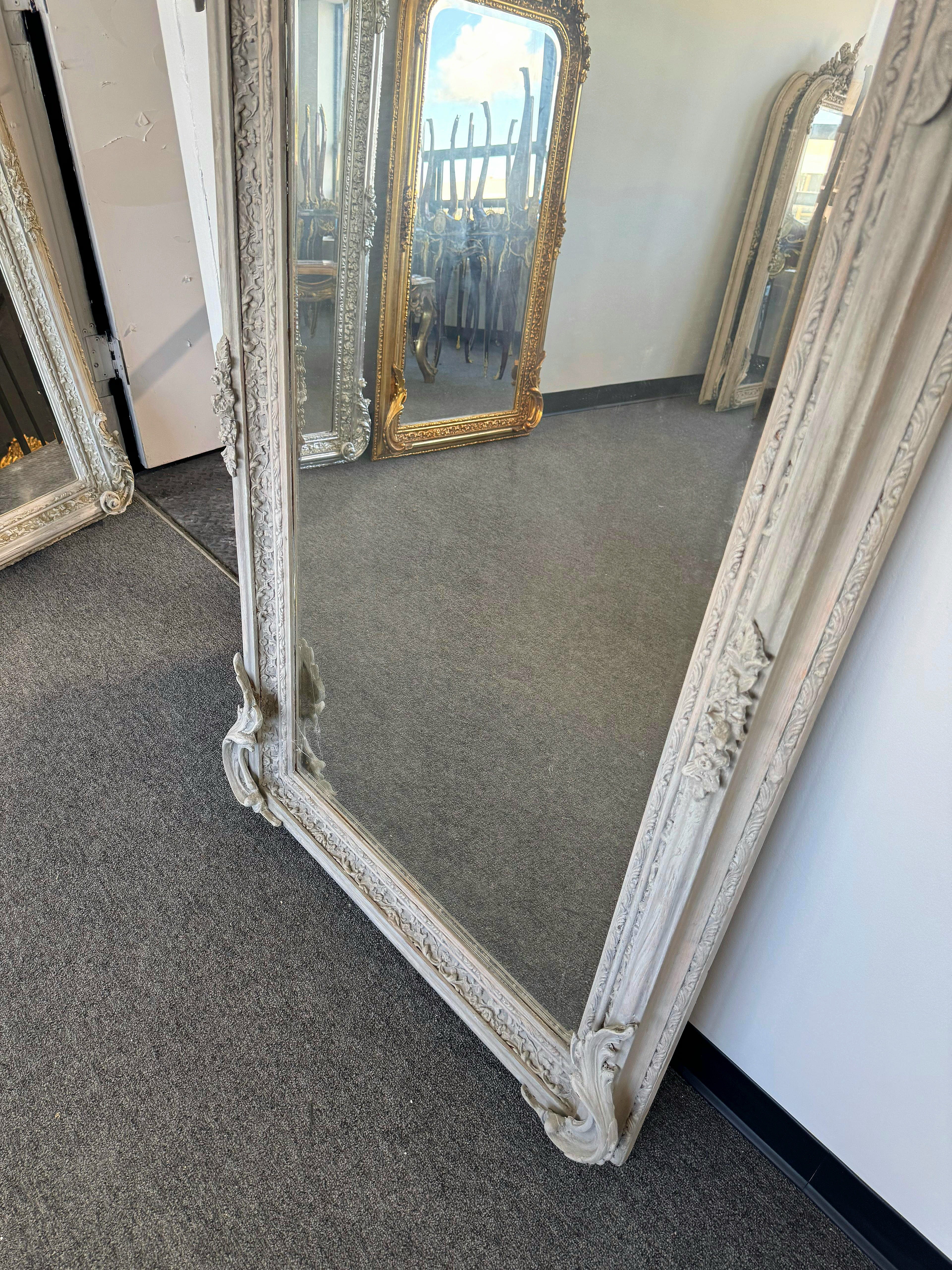 Antique Gray French Style Floor Mirror – 5 Feet Tall Home Decor Mirror