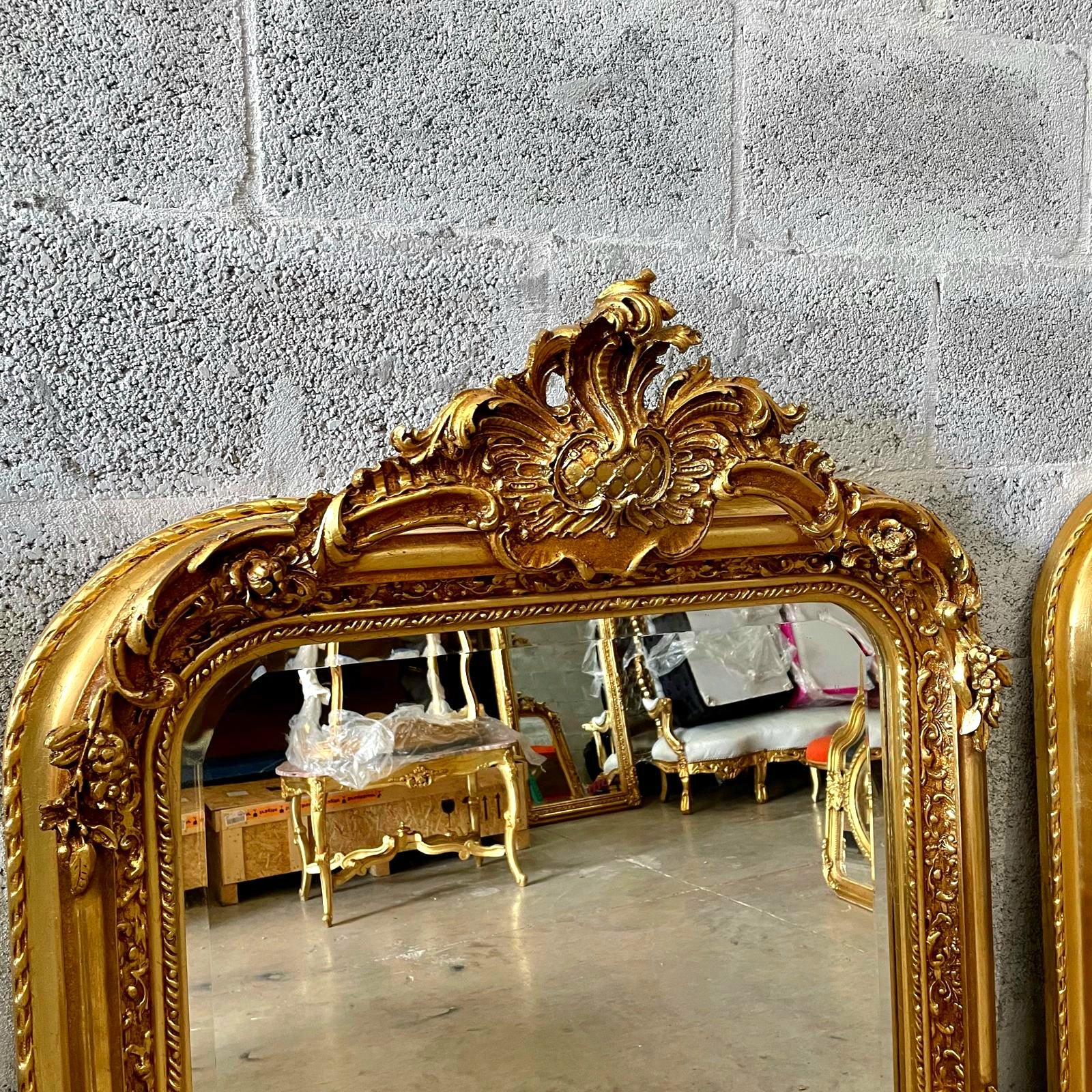 French Style Gold Floor/Wall Mirror – 5 Ft Tall, Gold Leaf Finish
