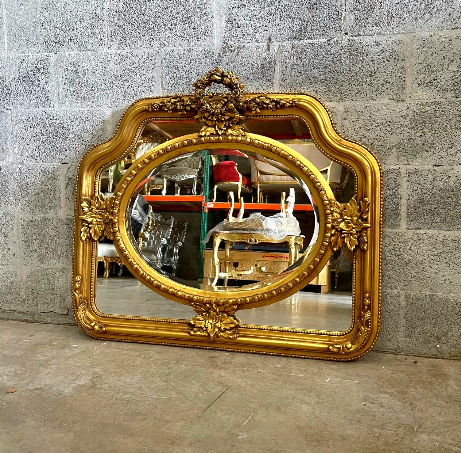 Baroque Style Vintage Gold Wall Mirror – French Floral Statement Mirror