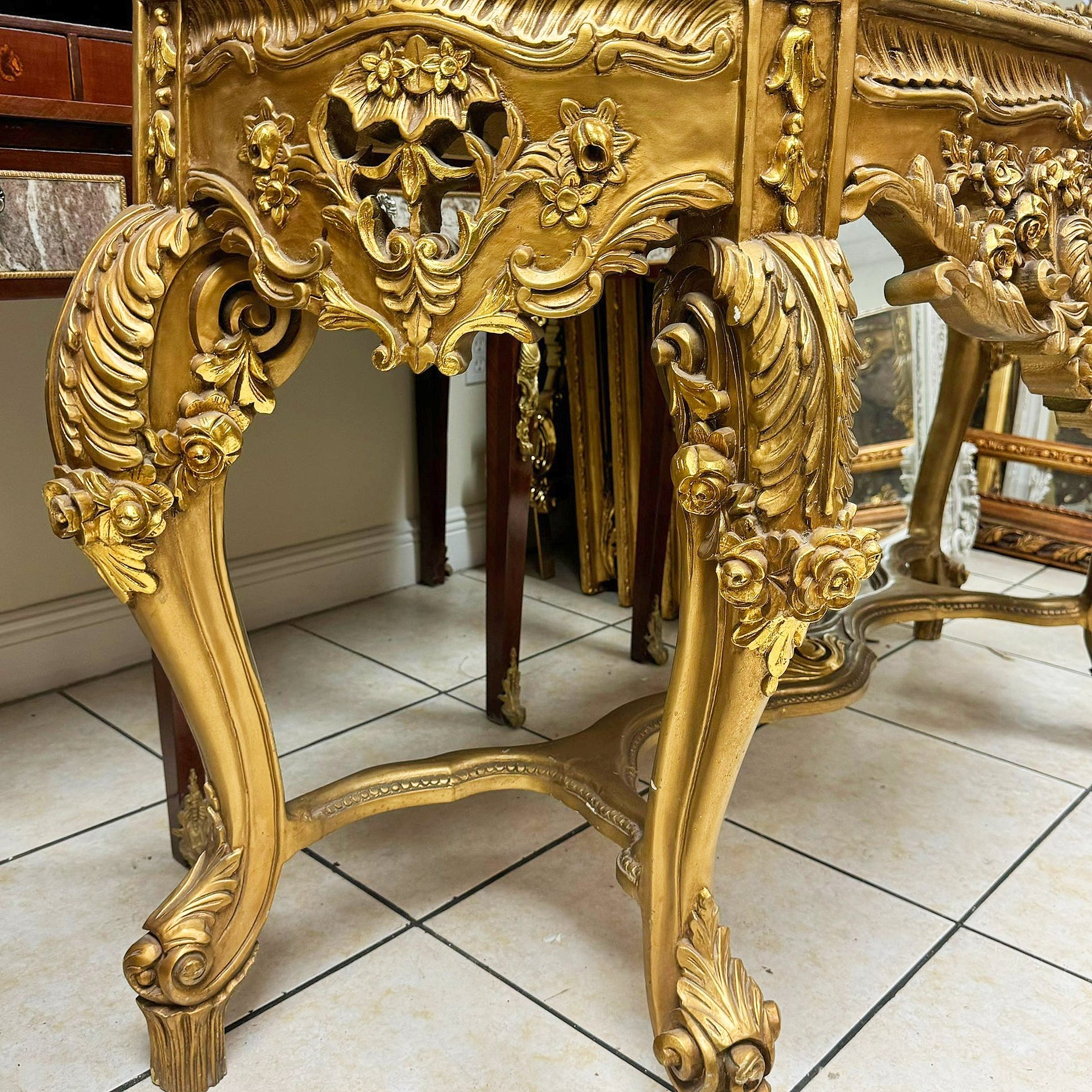 French Style Console Marble Topped