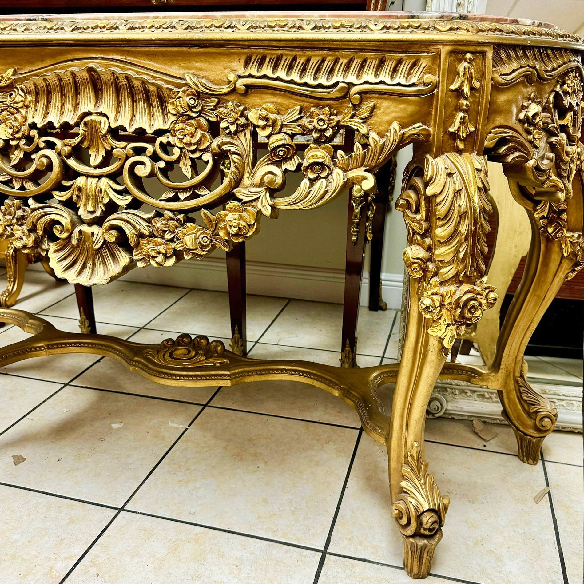 French Style Console Marble Topped