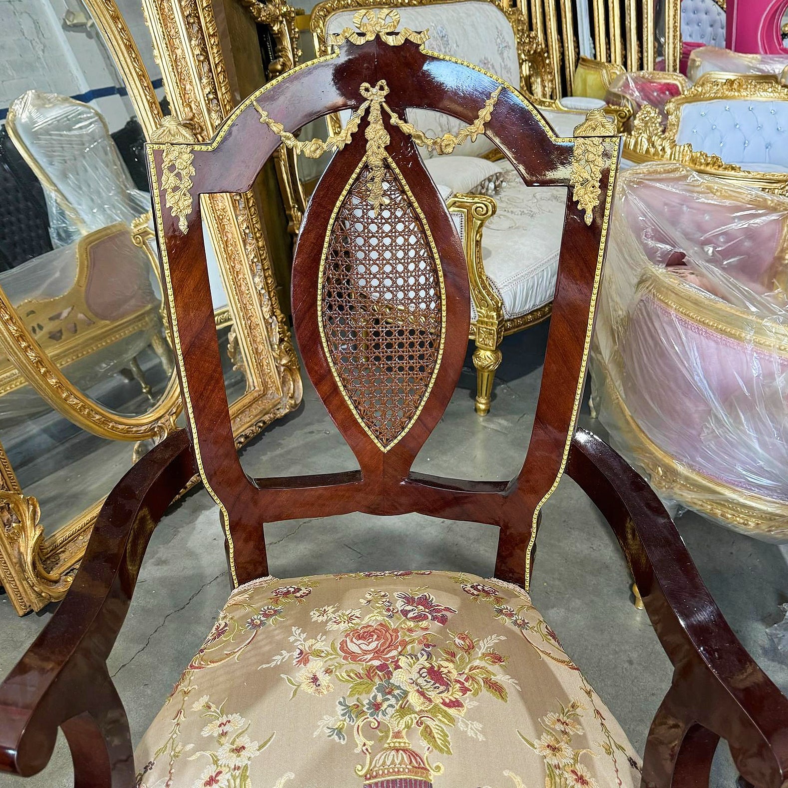 French Style Side Chairs With Gold Details- Set of 2