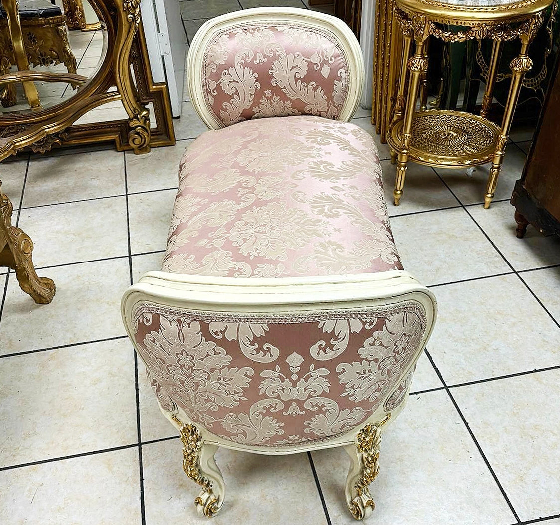 Marquis Bench French Style Pink and White Gold Details Interior Design Furniture