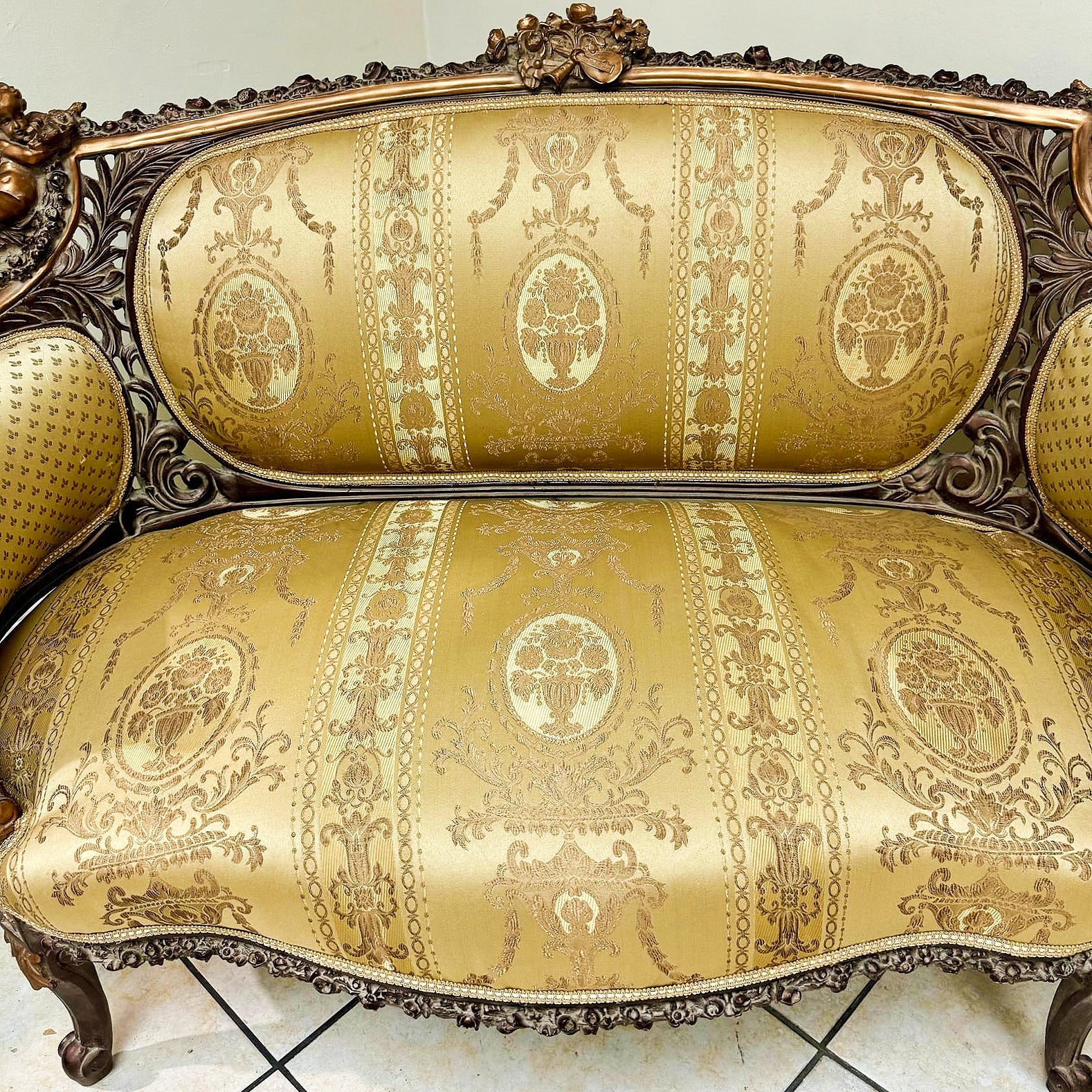 French Rococo Style Gold Sofa Interior Design Gold Leaf Details