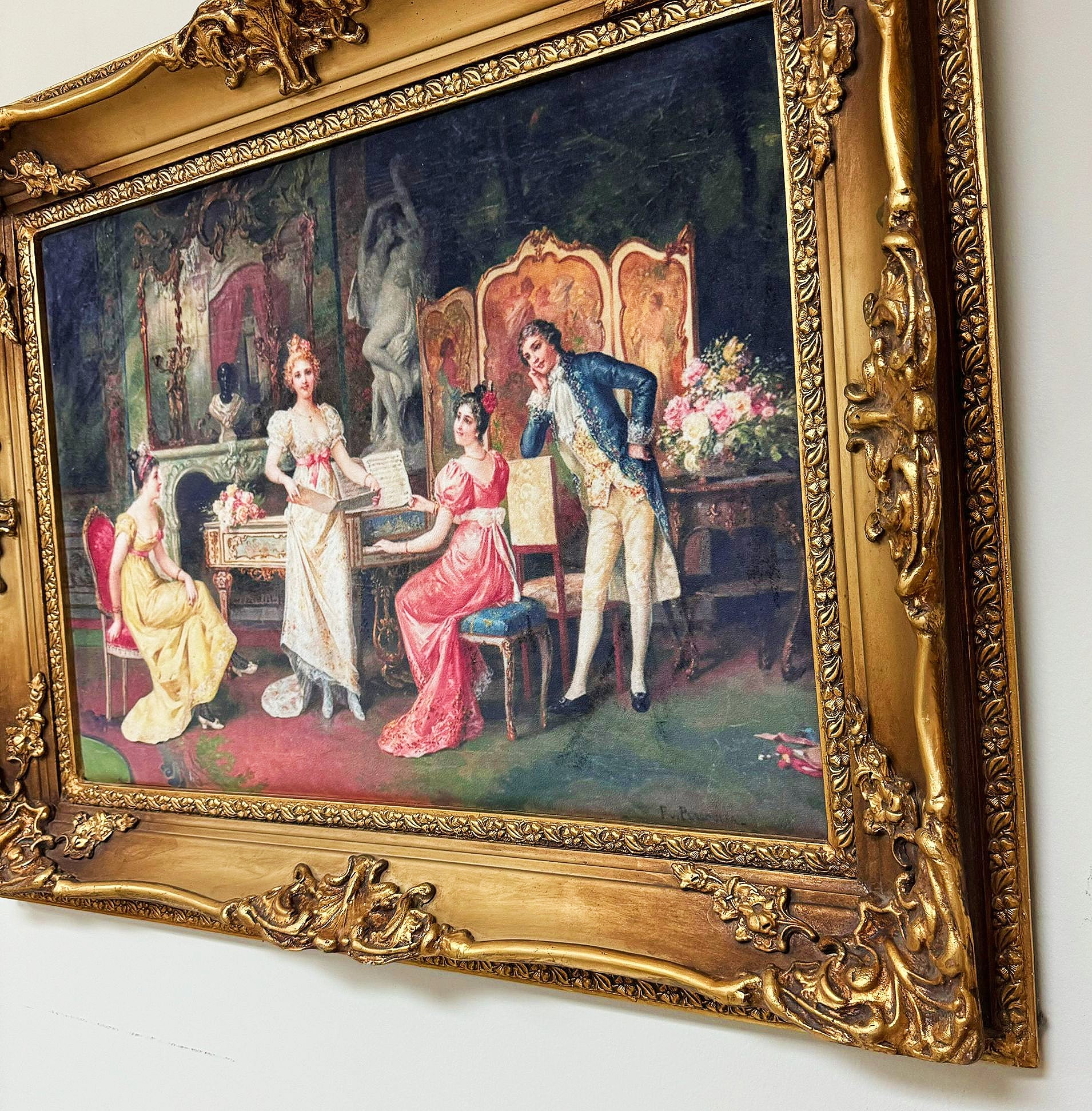 Painting Print *Print on Cotton Fabric* French Style Art Baroque Rococo Frame