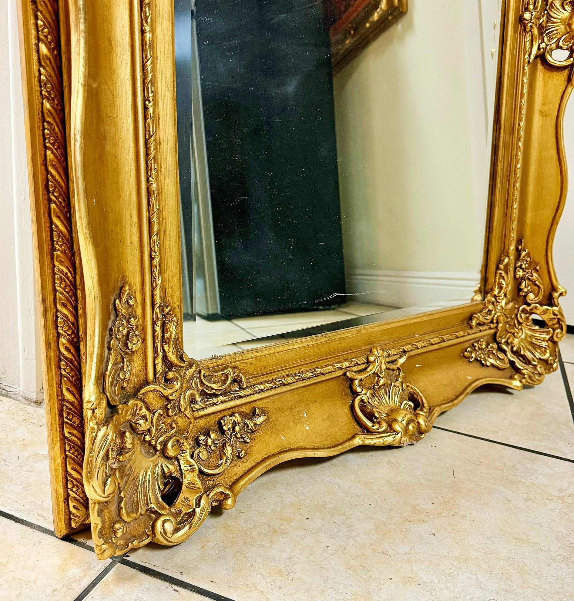Gold Leaf French Wall Mirror – Baroque Design, Elegant Décor Accent