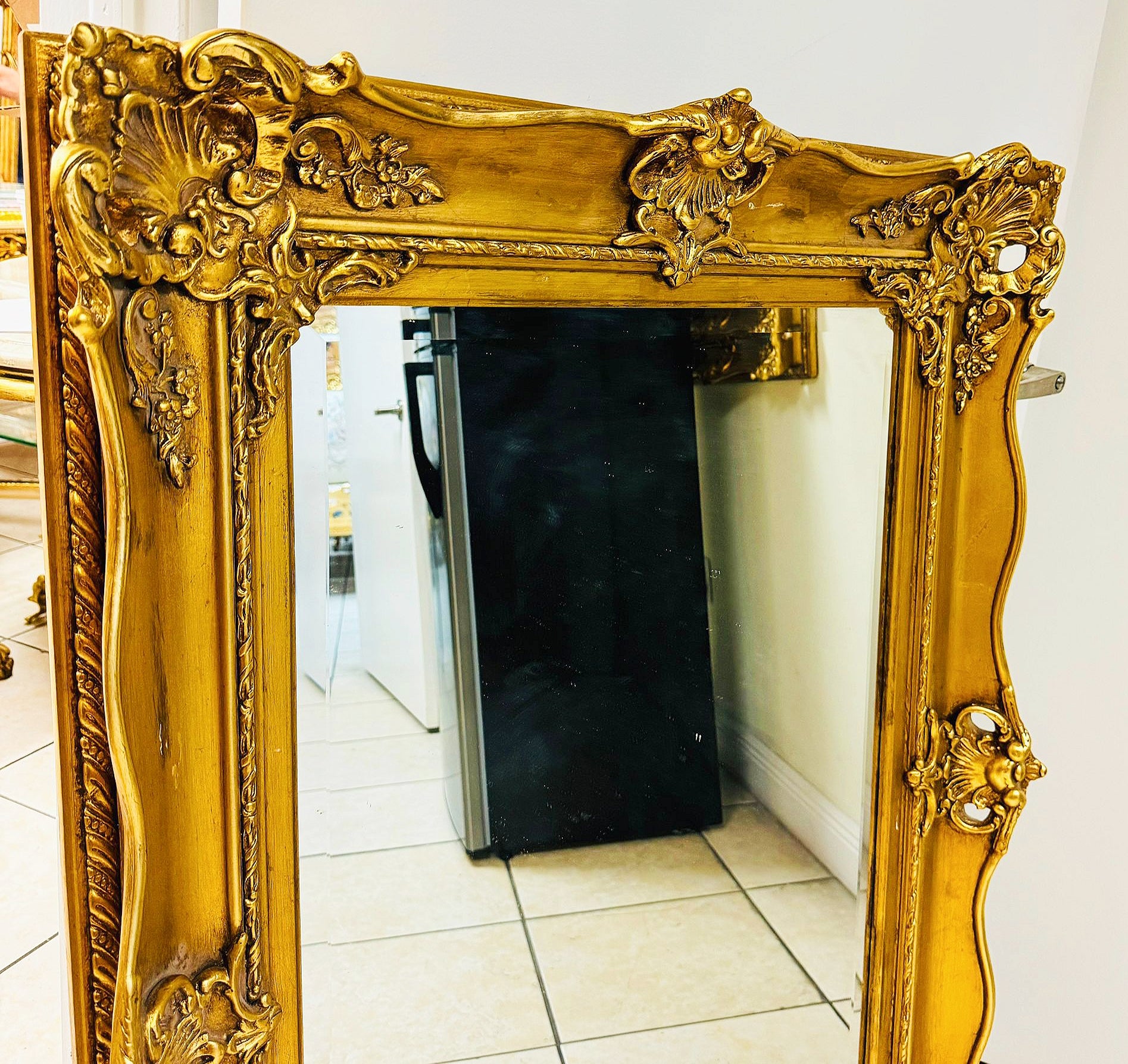 Gold Leaf French Wall Mirror – Baroque Design, Elegant Décor Accent