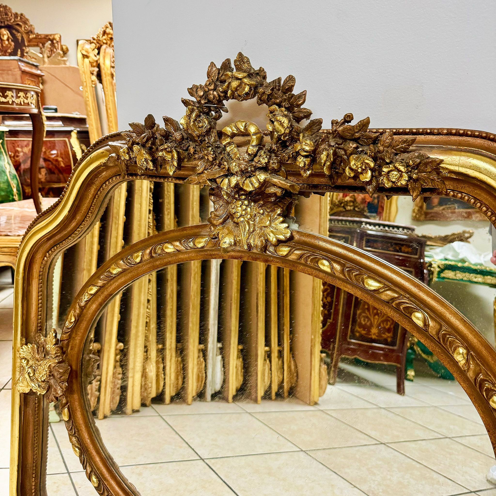 Baroque Style Vintage Gold Copper Color Wall Mirror Baroque Mirror French Floral