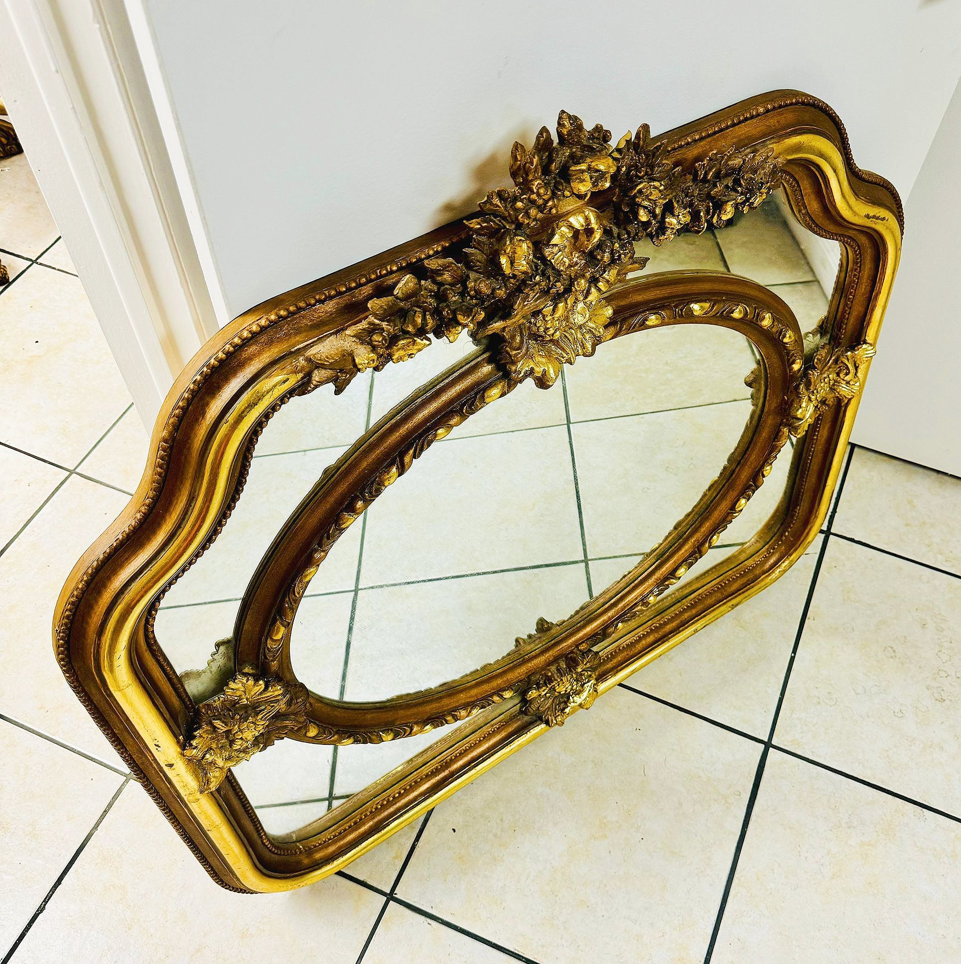 Baroque Style Vintage Gold Copper Color Wall Mirror Baroque Mirror French Floral