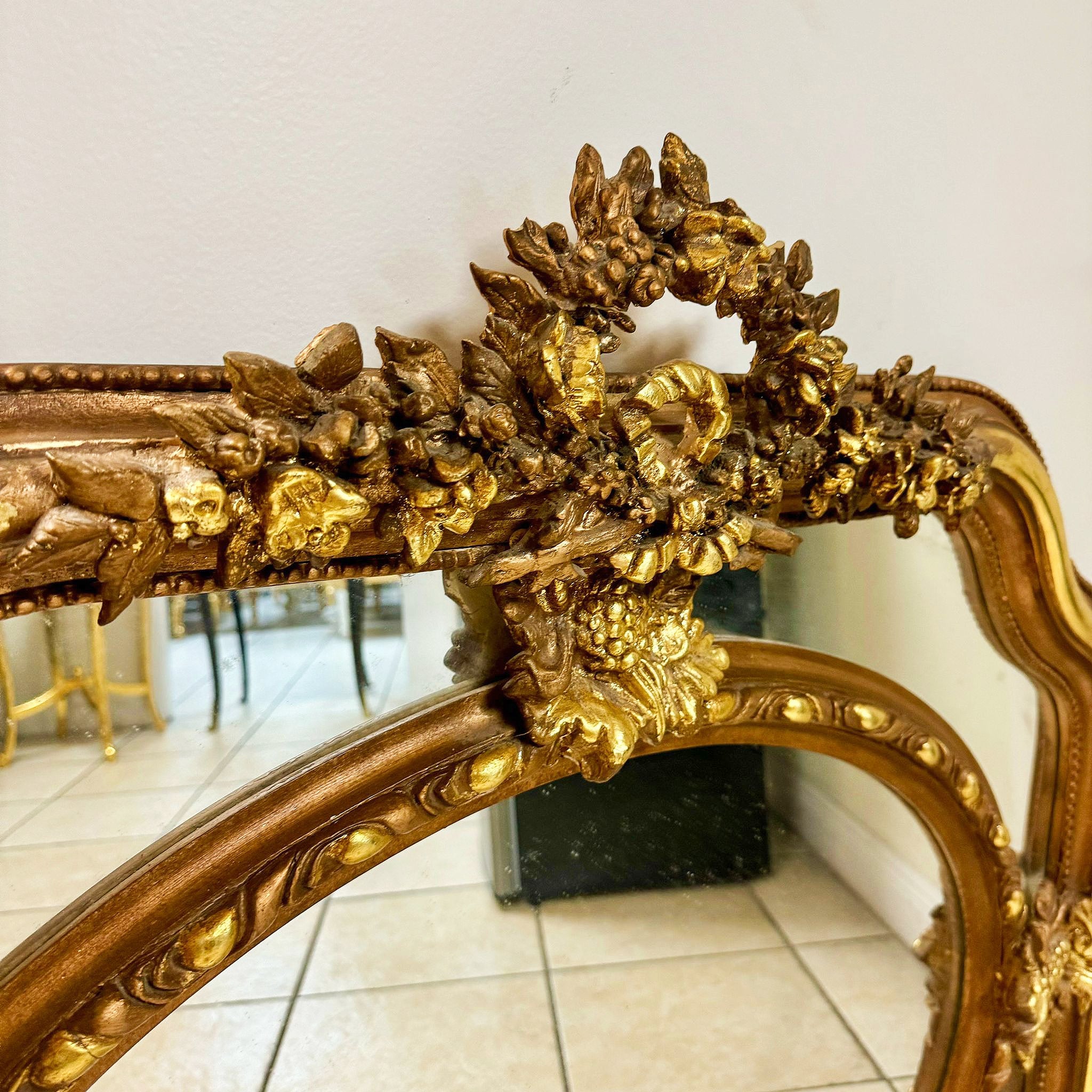 Baroque Style Vintage Gold Copper Color Wall Mirror Baroque Mirror French Floral