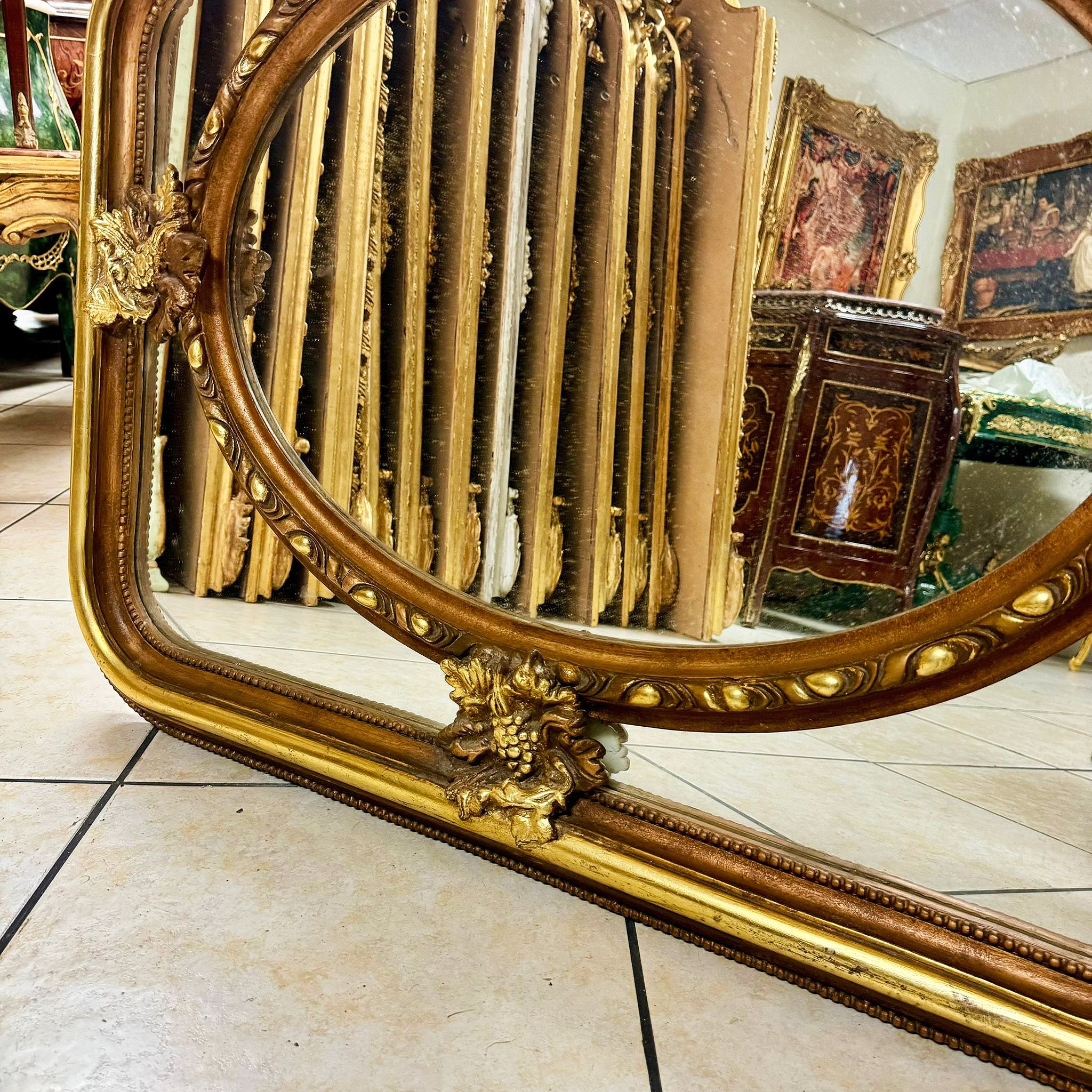 Baroque Style Vintage Gold Copper Color Wall Mirror Baroque Mirror French Floral