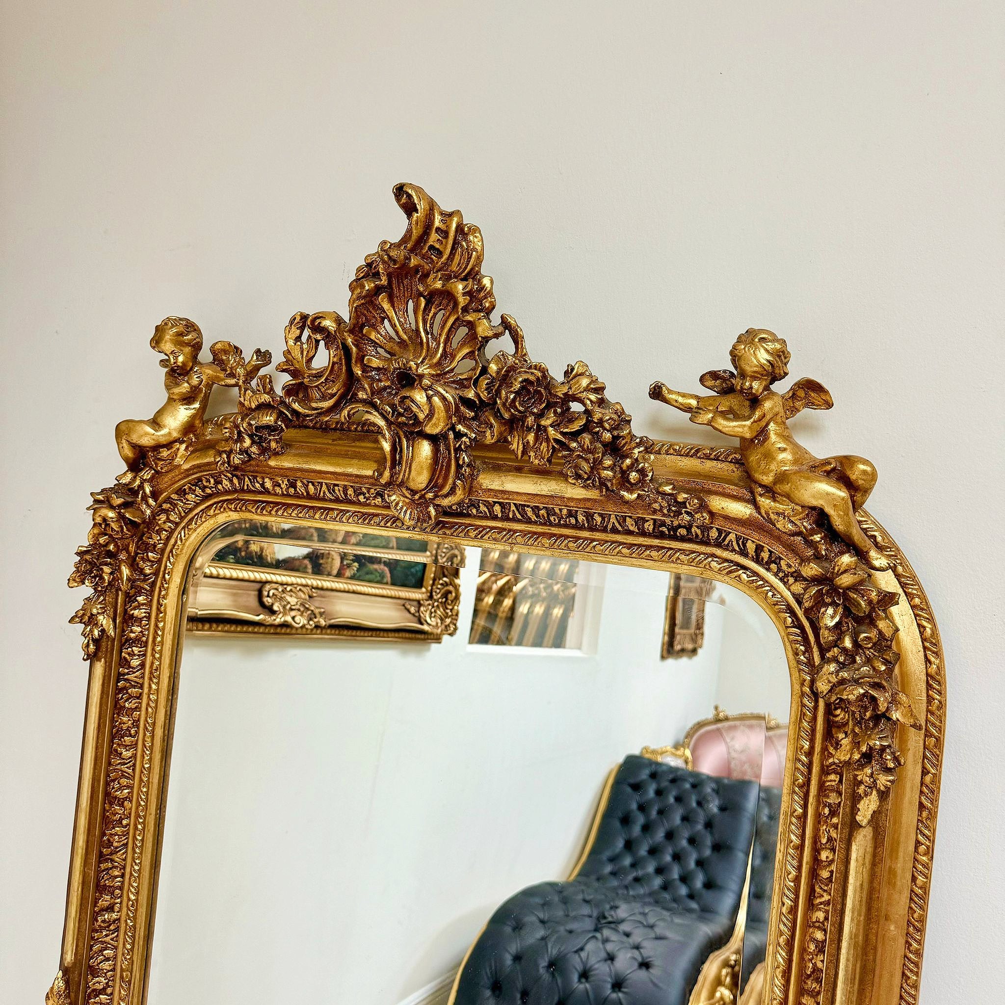 French Style Gold Mirror with Gold Leaf Details