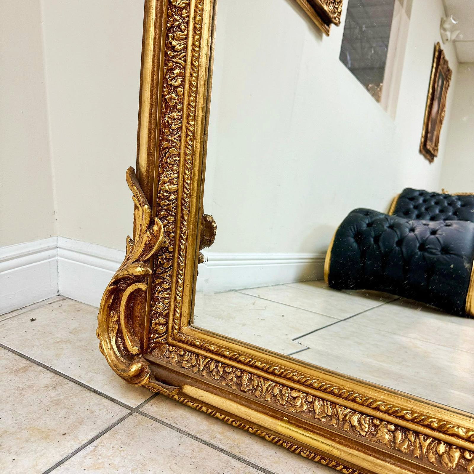 French Style Gold Mirror with Gold Leaf Details
