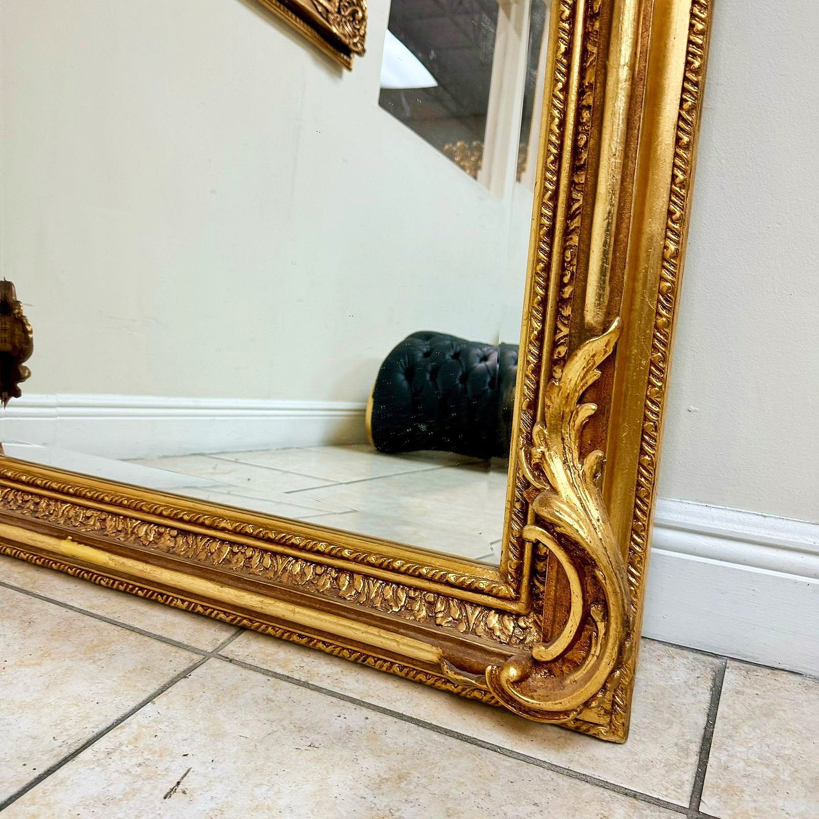 French Style Gold Mirror with Gold Leaf Details