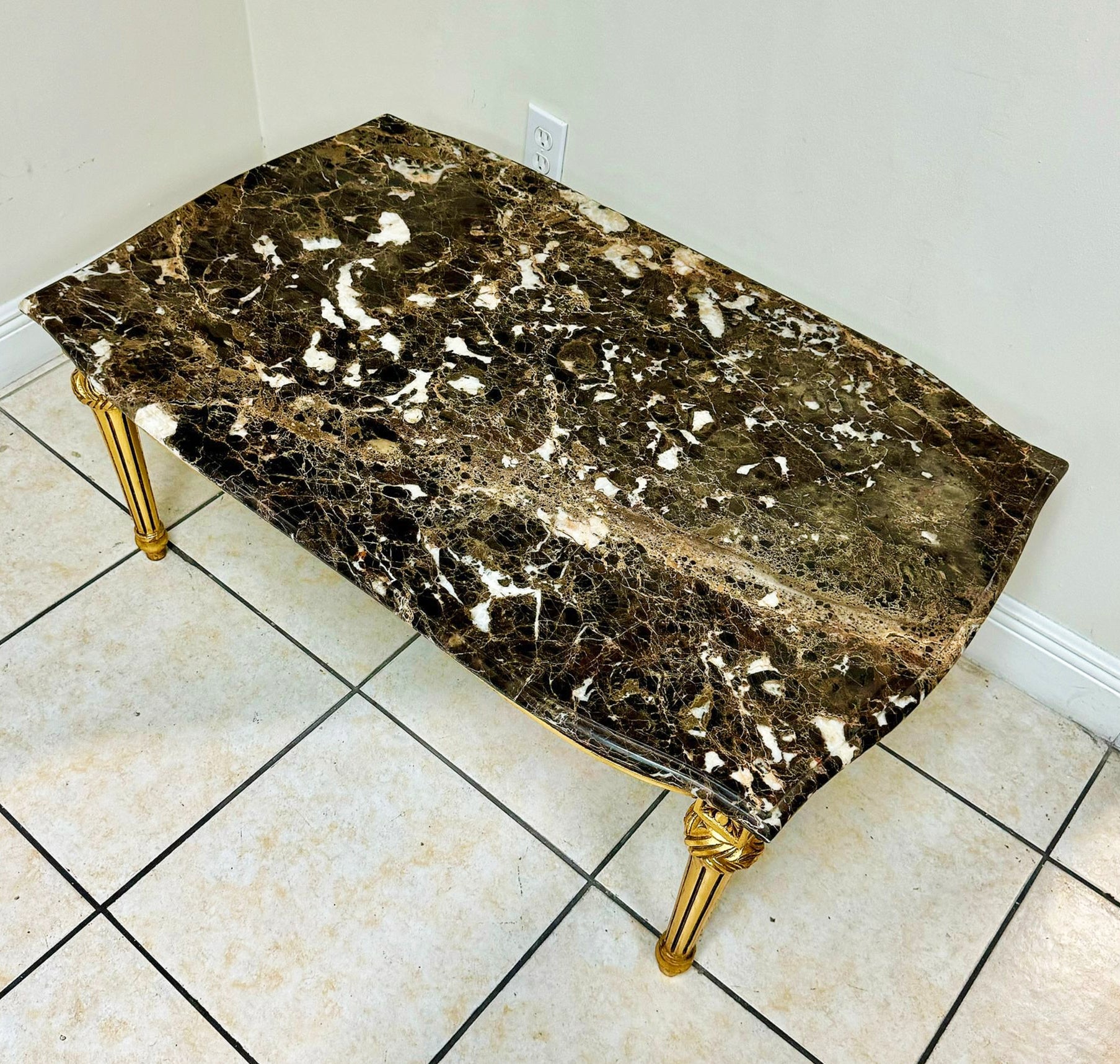 French Louis XVI Style Marble Top Gold Coffee Table Center Table Furniture